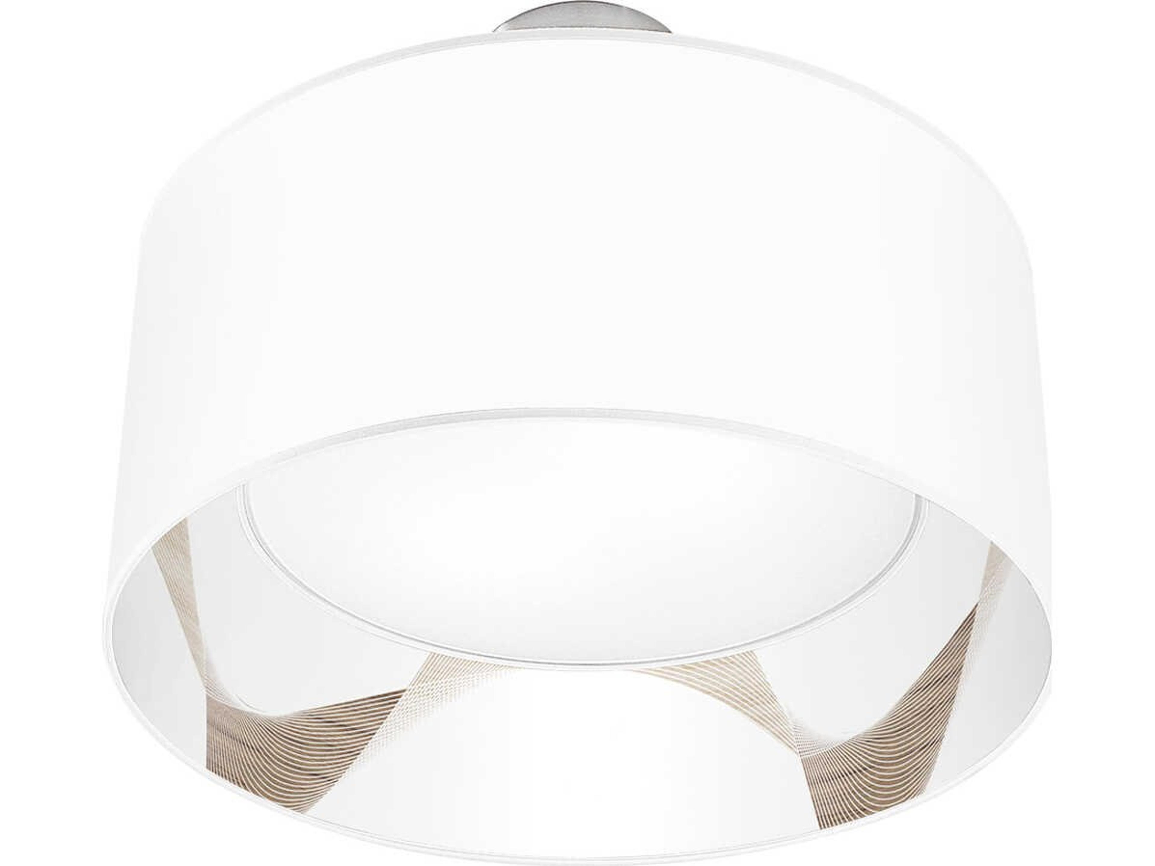 Wave Printed Inny 2-Light White Drum Flush Mount