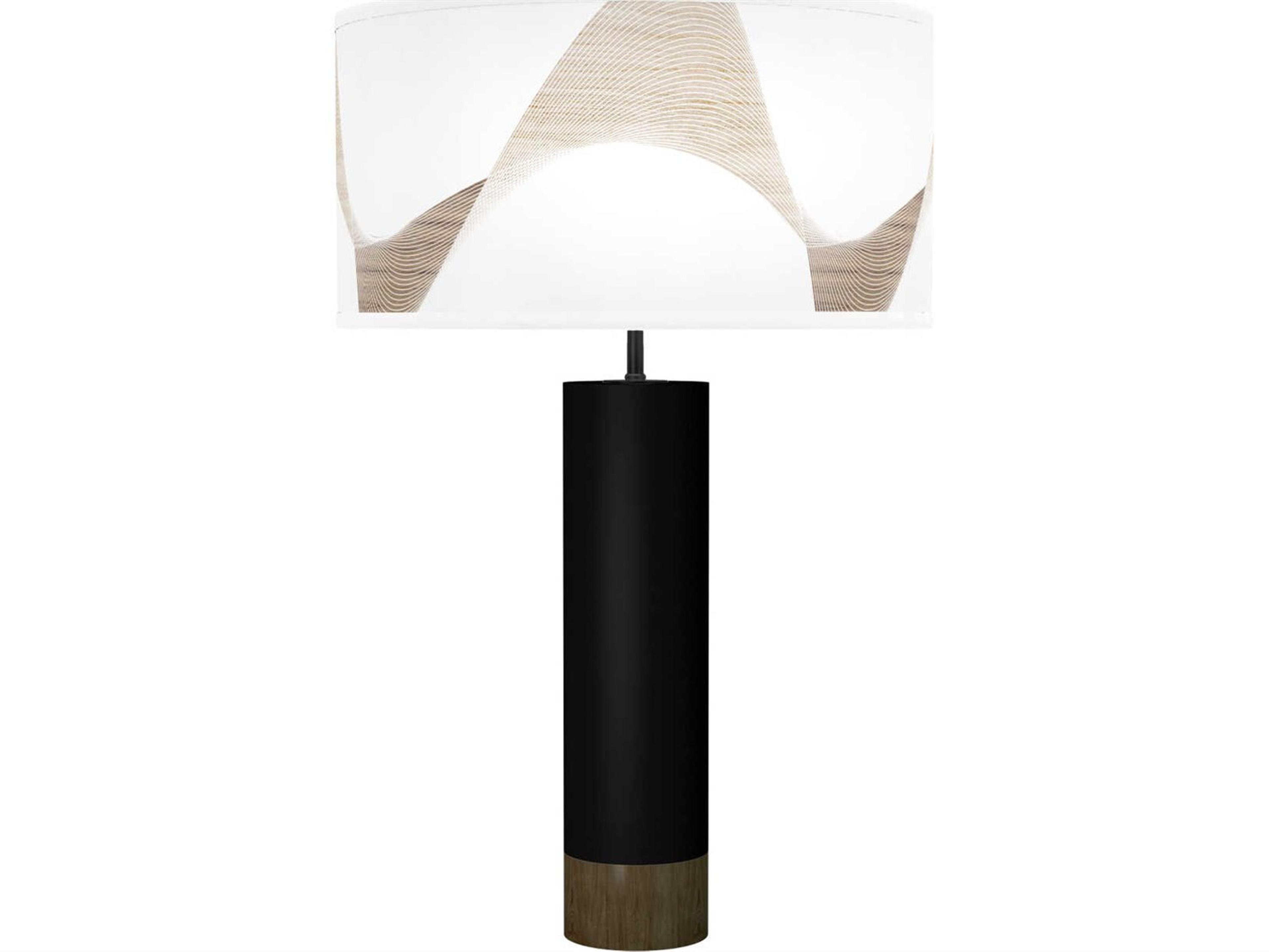 Wave Printed Thad Black Buffet Lamp