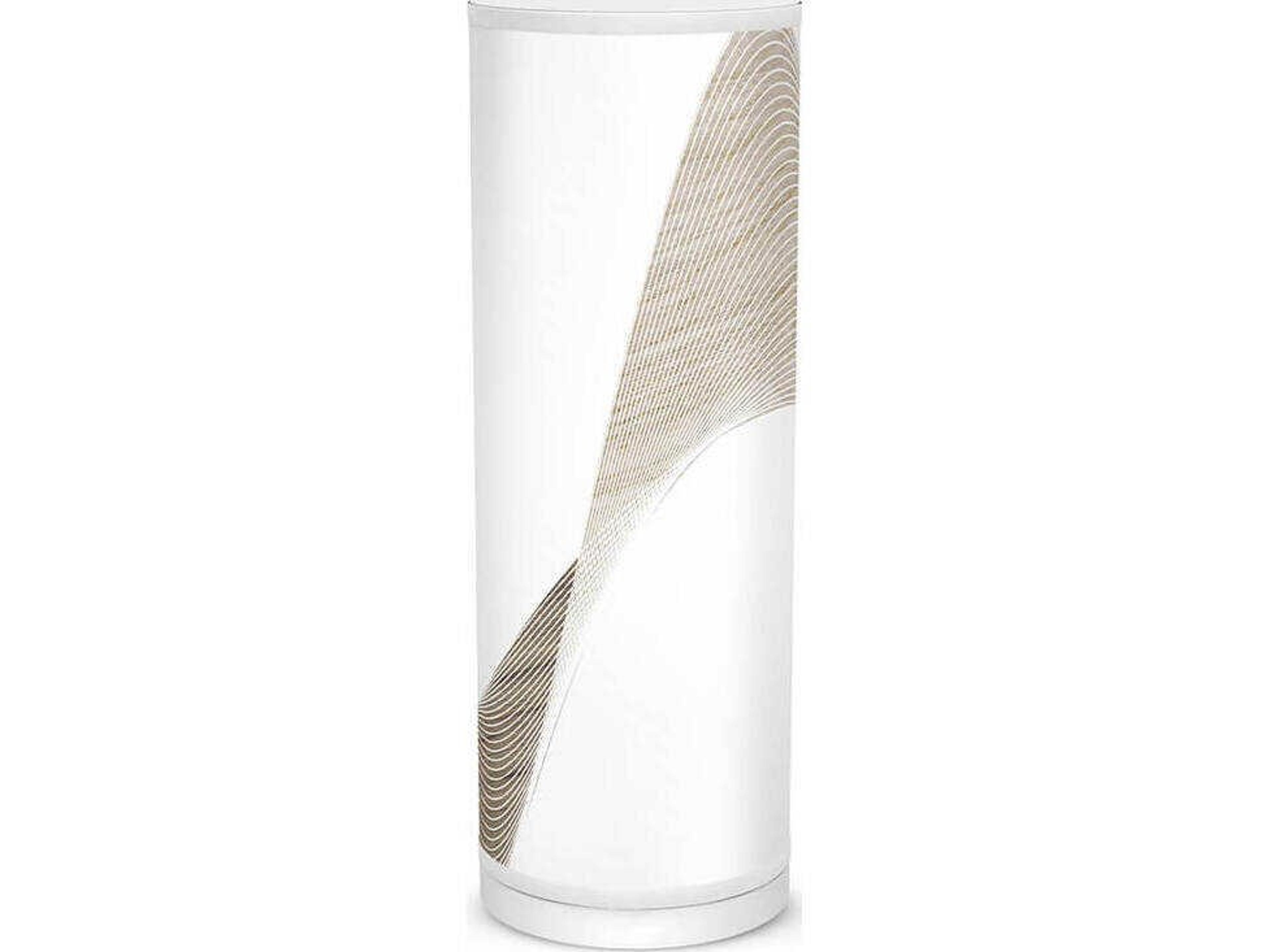 Wave Printed Tube White Table Lamp