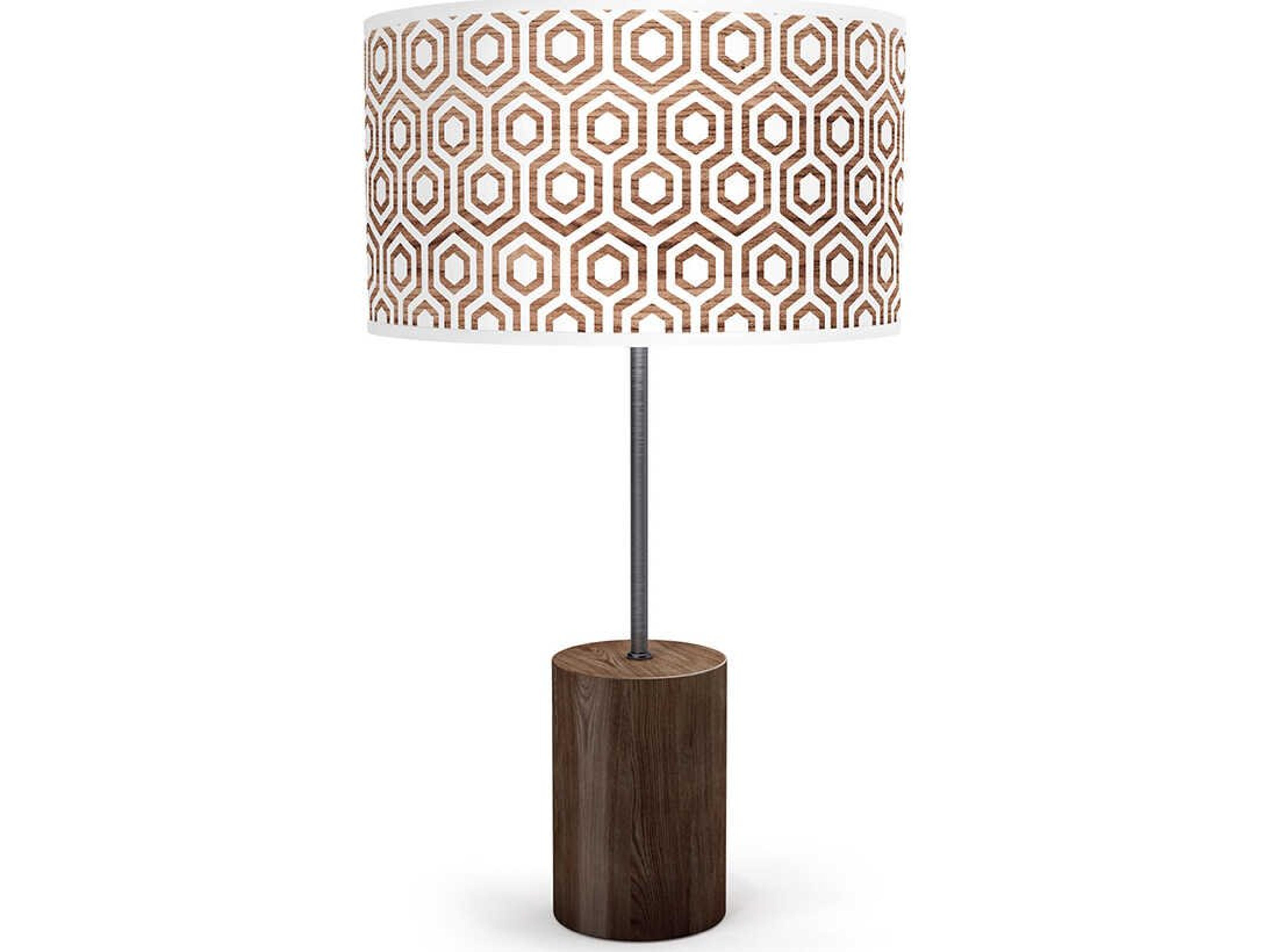 Hexagon Printed Chuck Brown Buffet Lamp