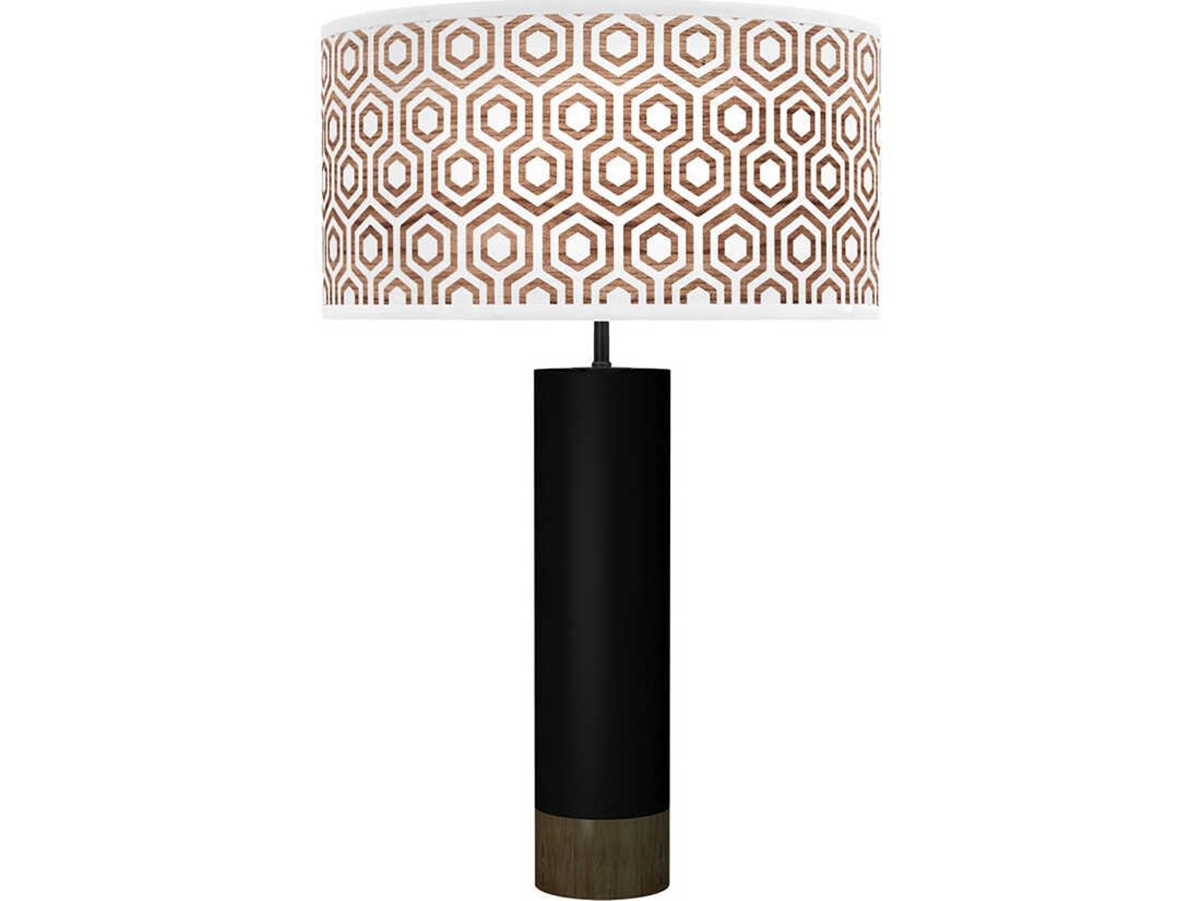 Hexagon Printed Thad Black Buffet Lamp