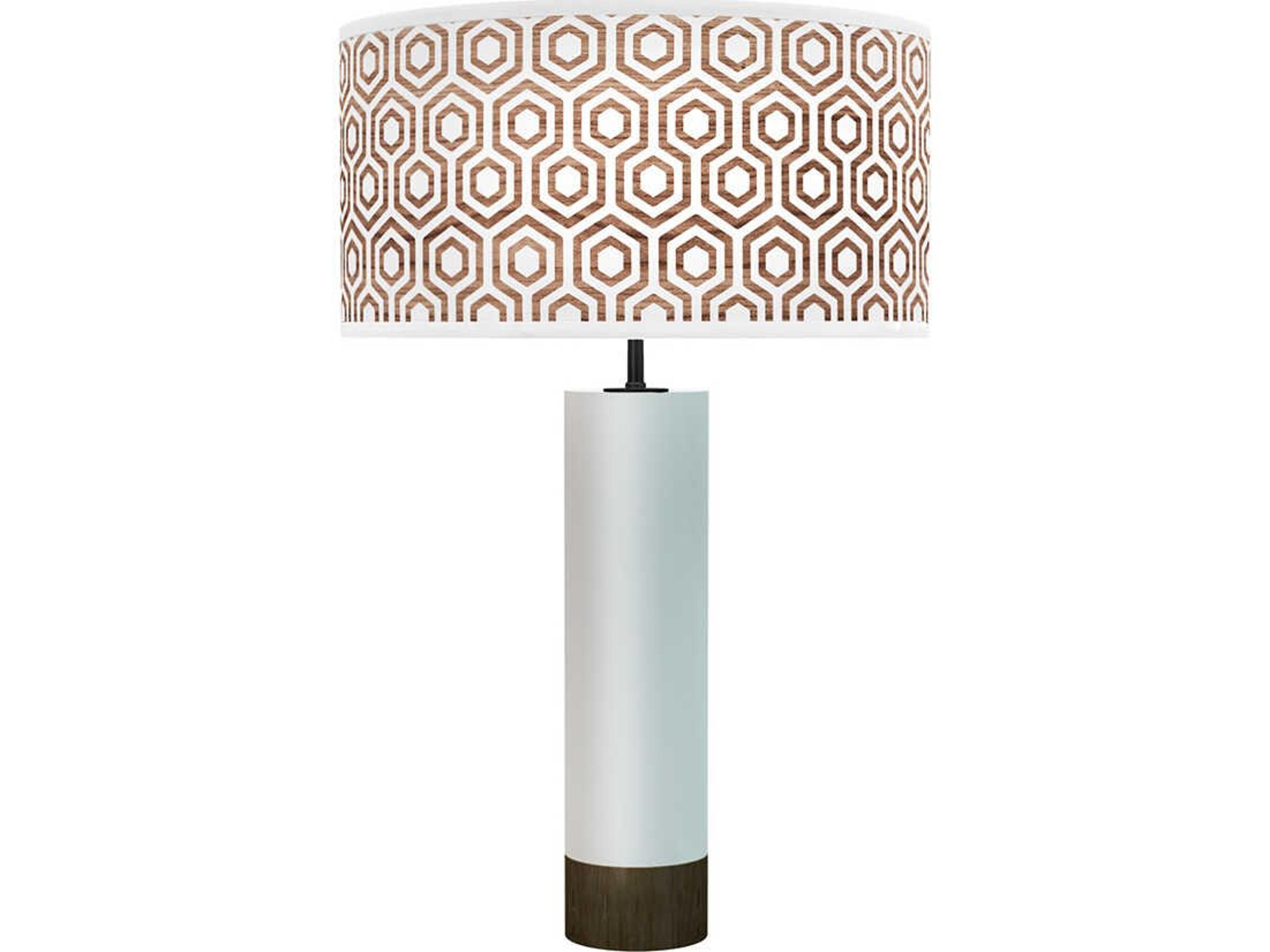 Hexagon Printed Thad White Buffet Lamp