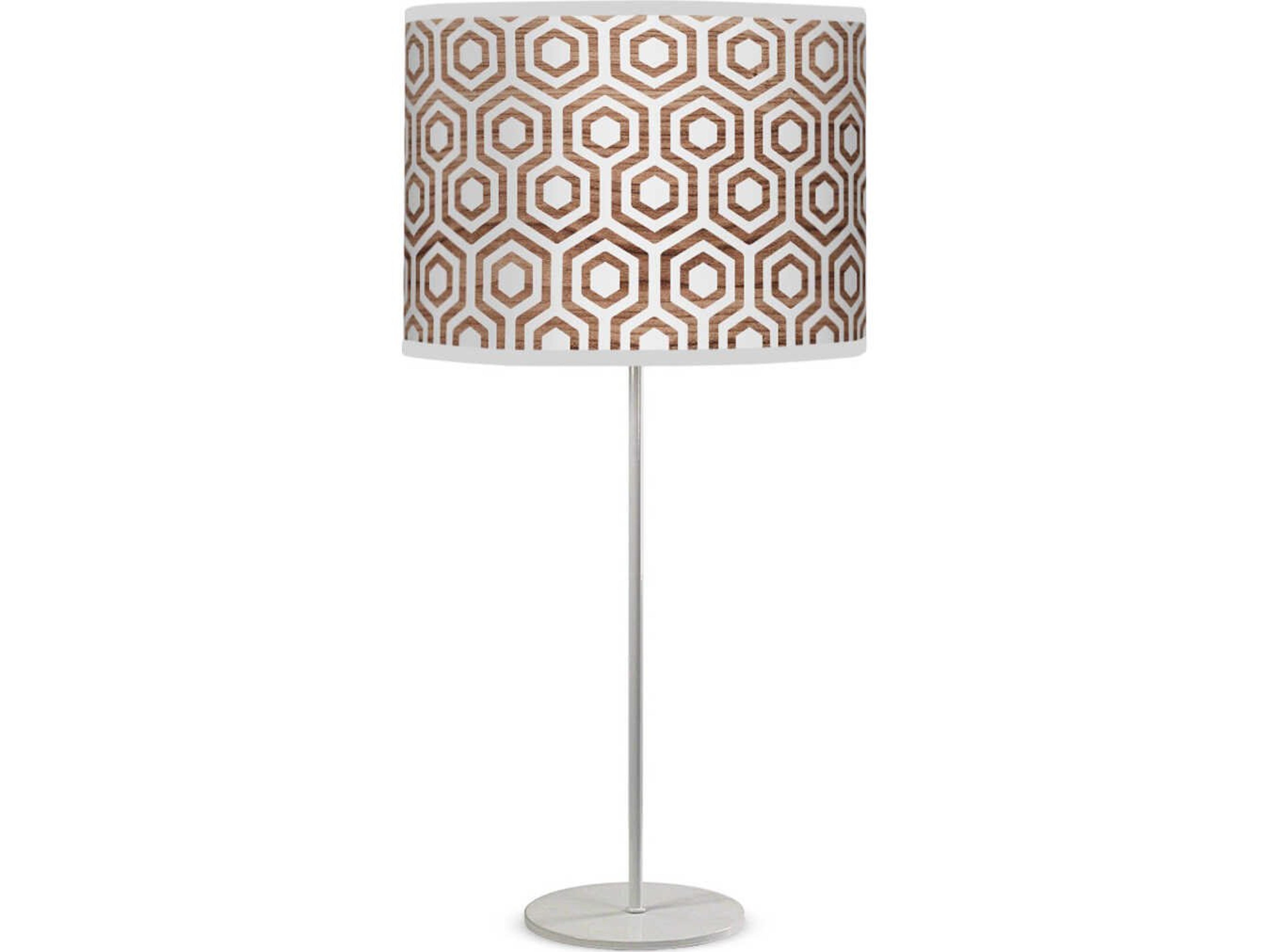 Hexagon Printed Tyler White Table Lamp
