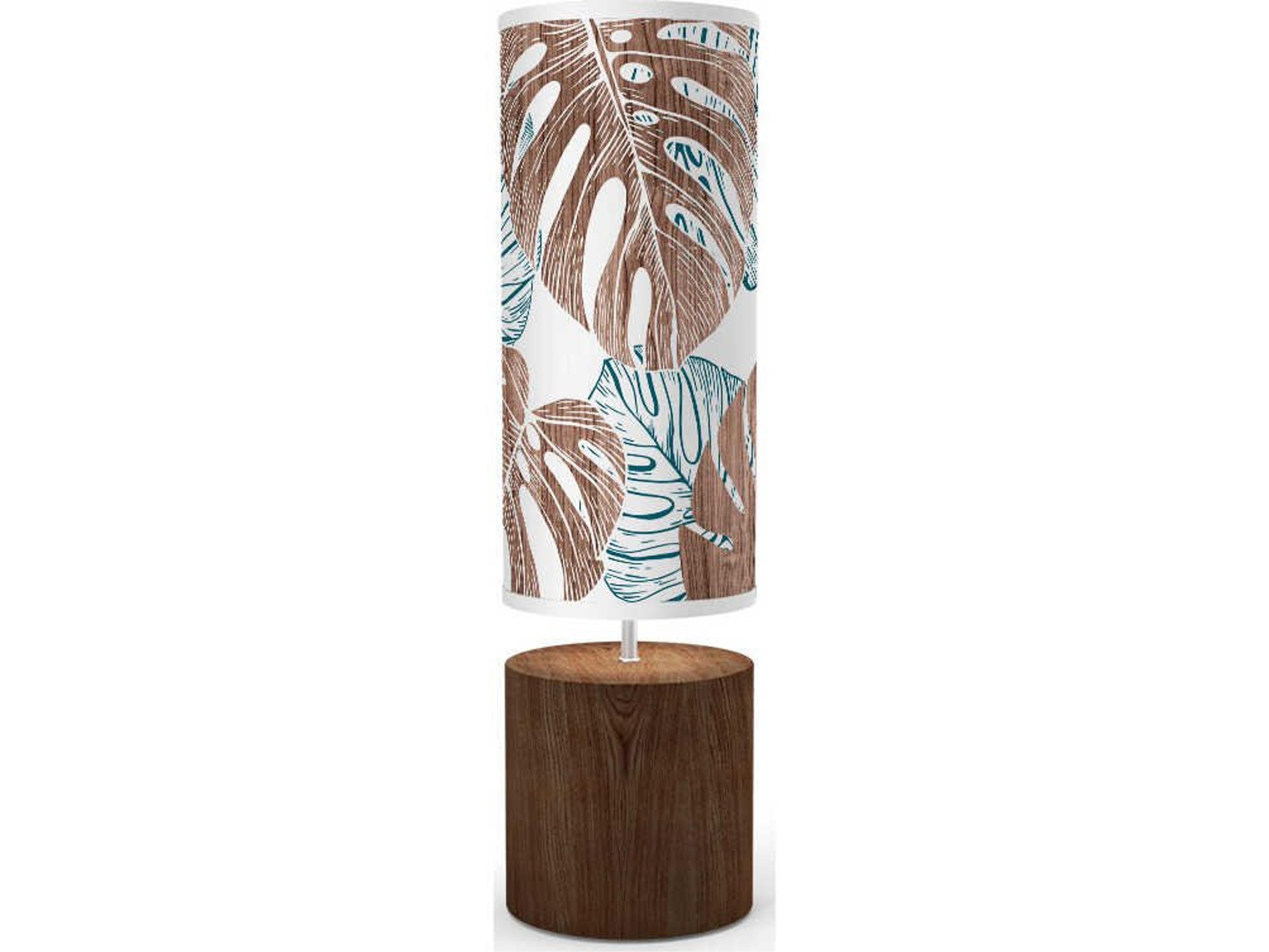 Monstera Leaf Printed Spin Brown Buffet Lamp