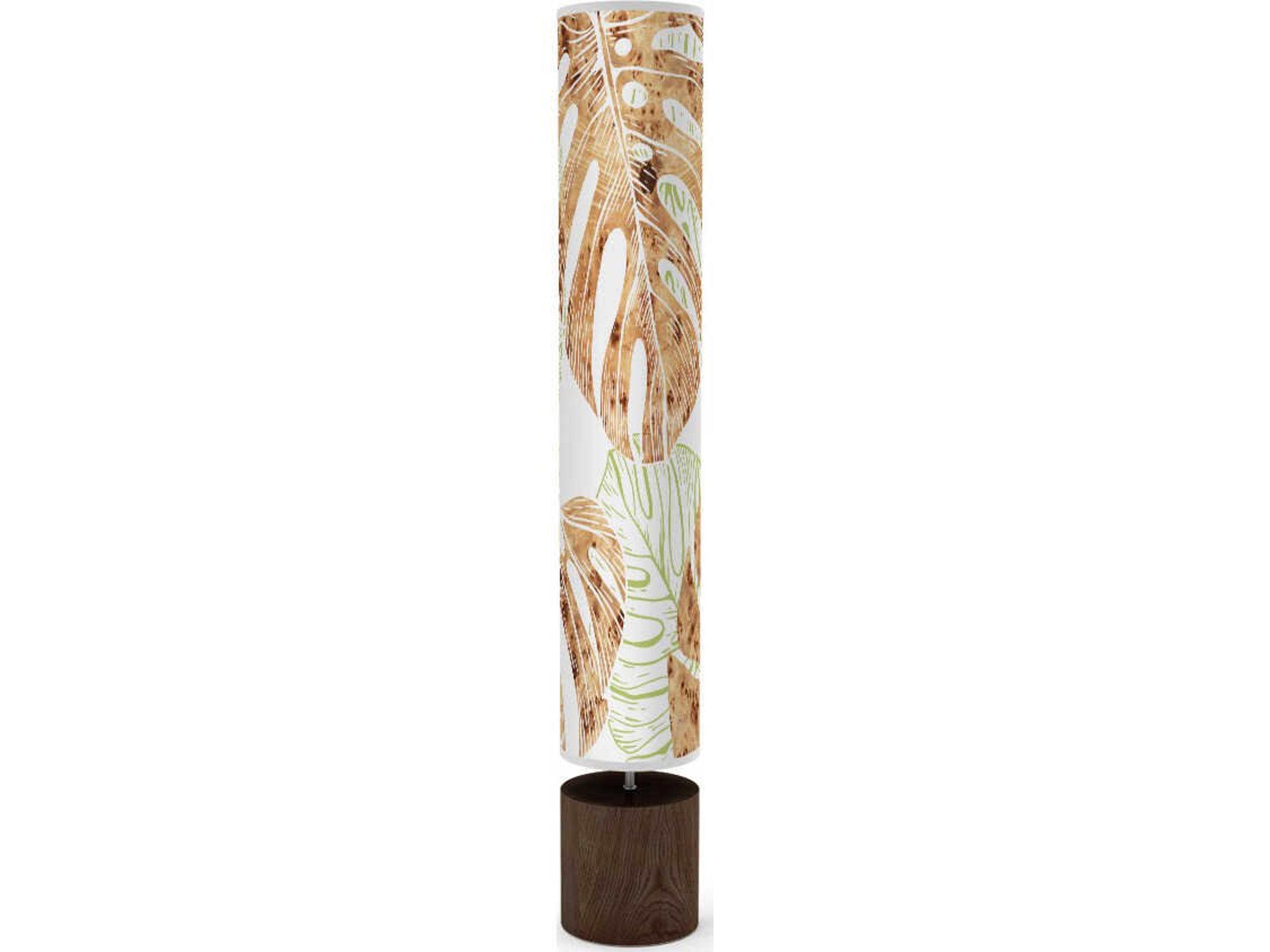 Monstera Leaf Printed Spin Brown Floor Lamp