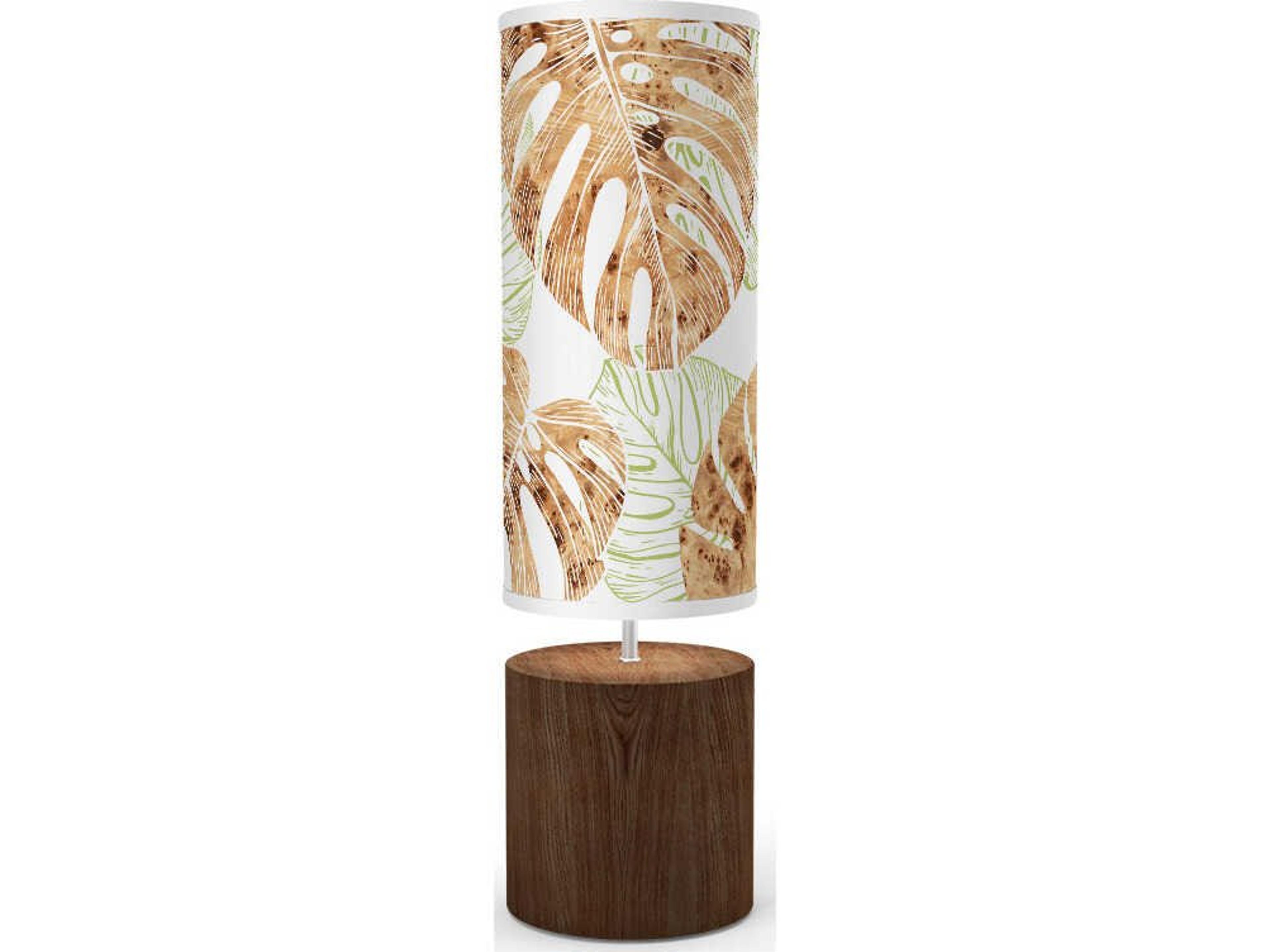 Monstera Leaf Printed Spin Brown Buffet Lamp
