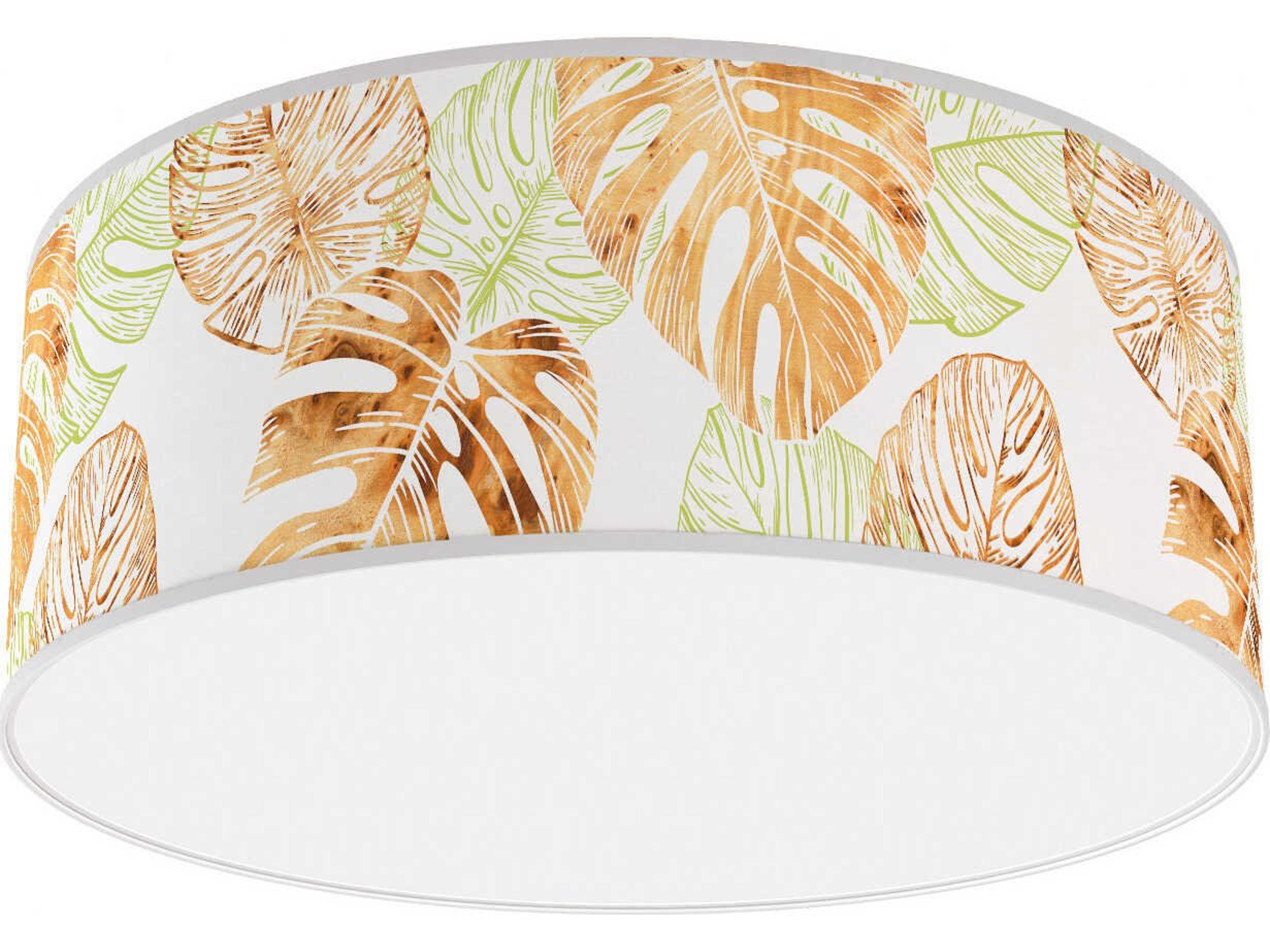 Monstera Printed Andrea 1-Light Green Drum Flush Mount