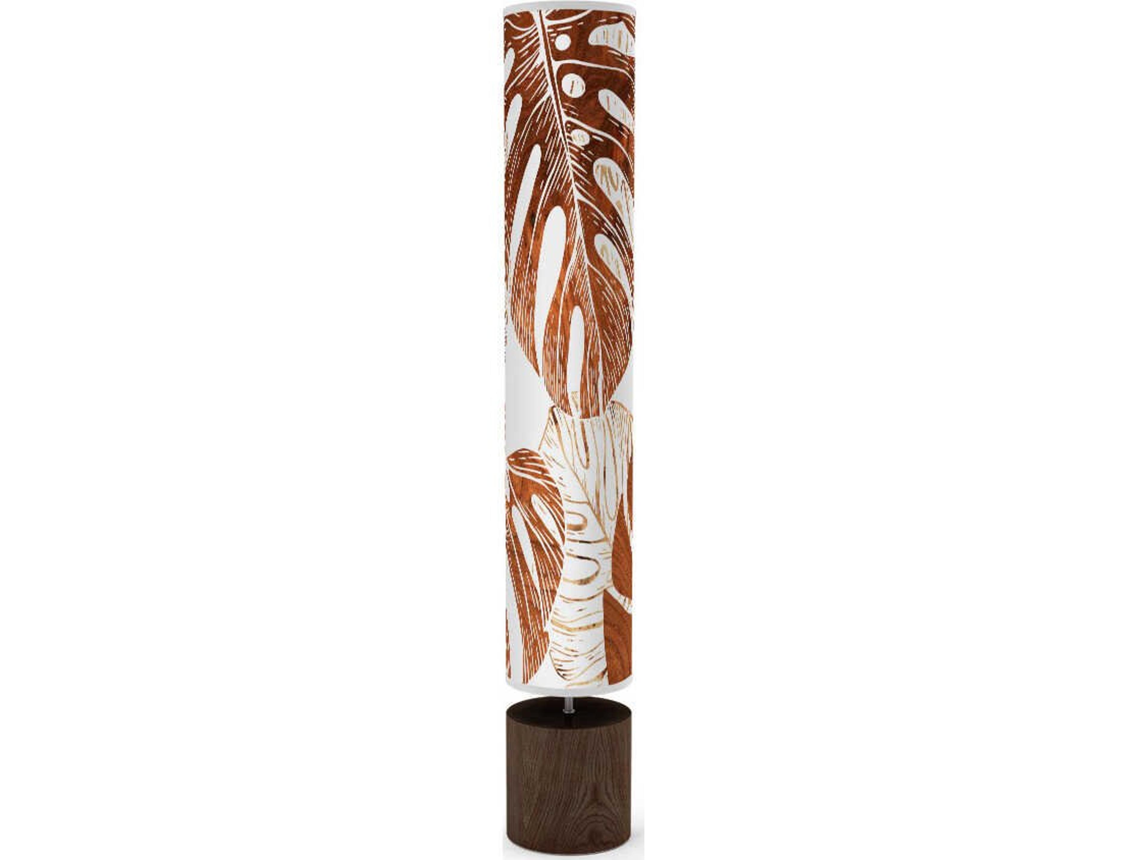 Monstera Leaf Printed Spin Brown Floor Lamp