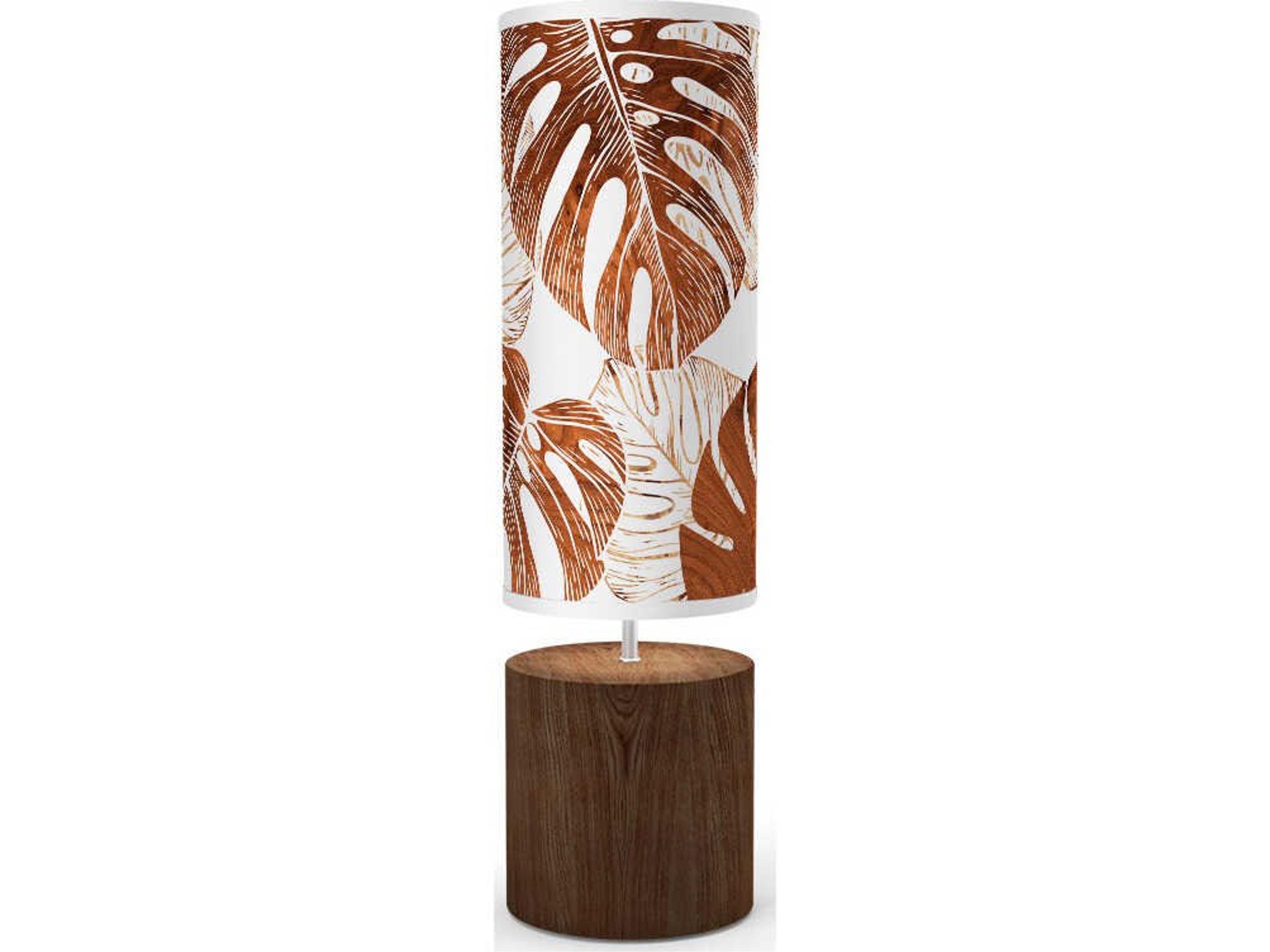 Monstera Leaf Printed Spin Brown Buffet Lamp