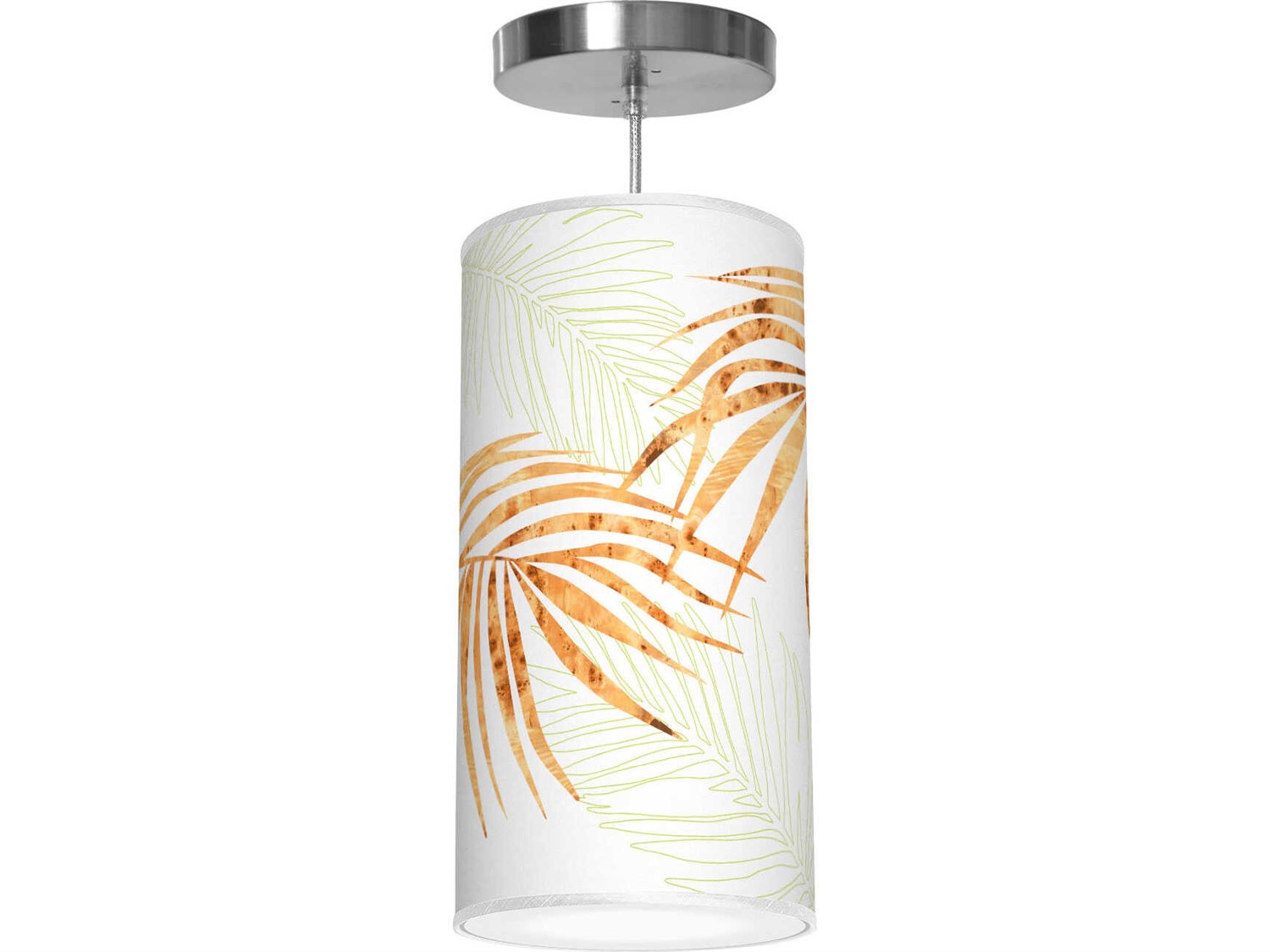 Palm Printed Lisha 1-Light Green Cylinder Mini Pendant