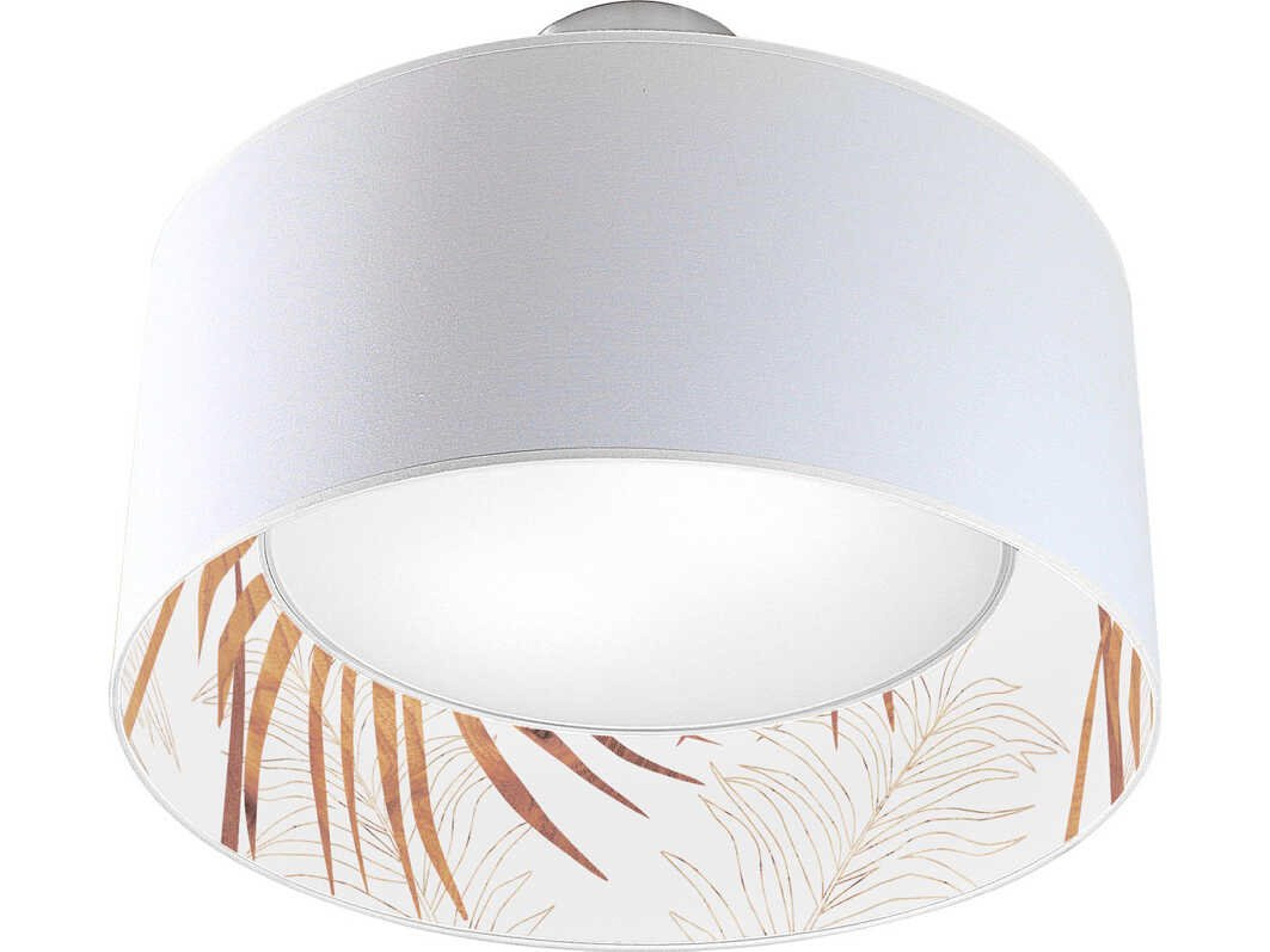 Palm Printed Inny 2-Light White Drum Flush Mount