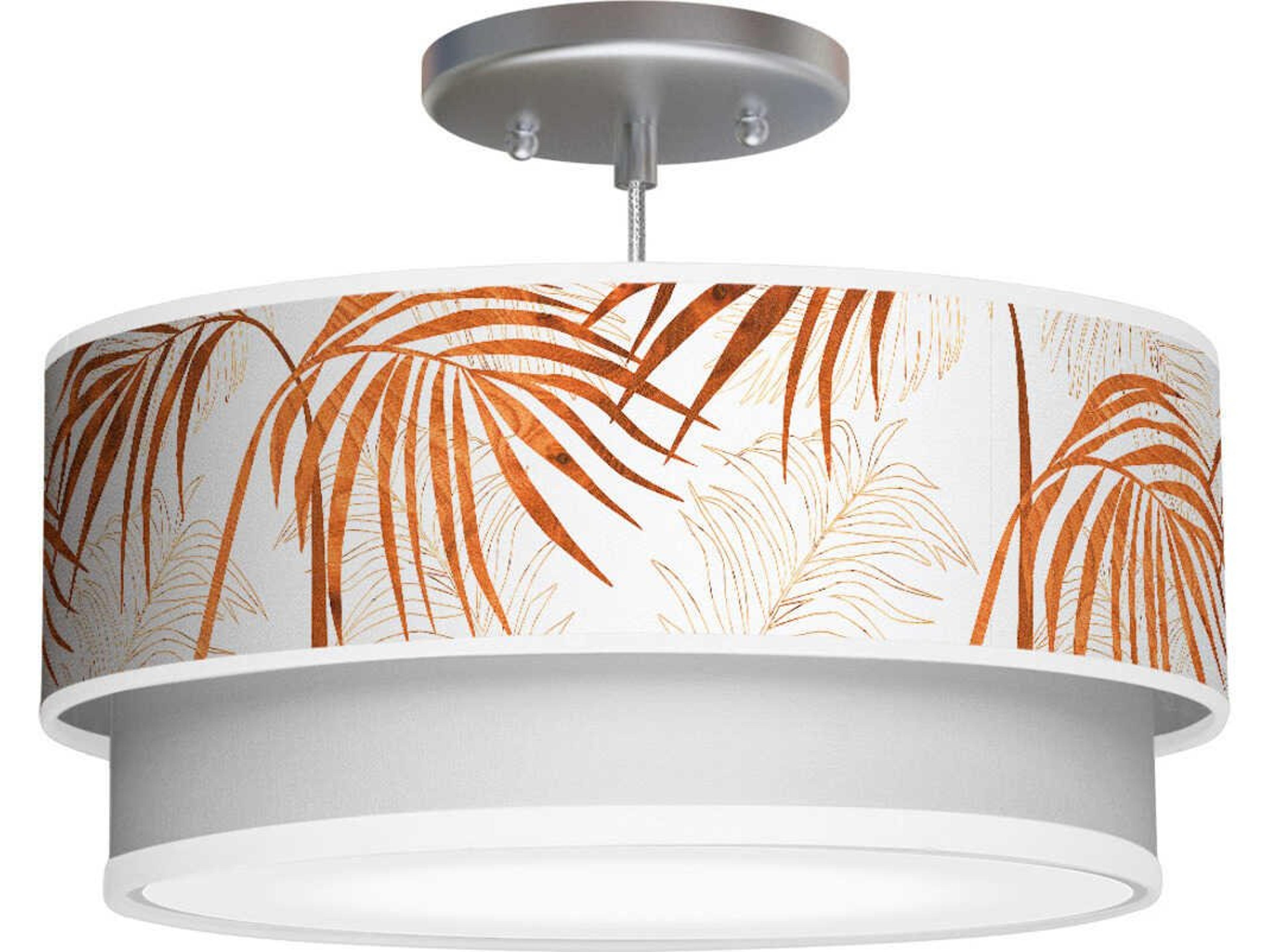 Palm Printed Luther 1-Light Brown Drum Tiered Pendant