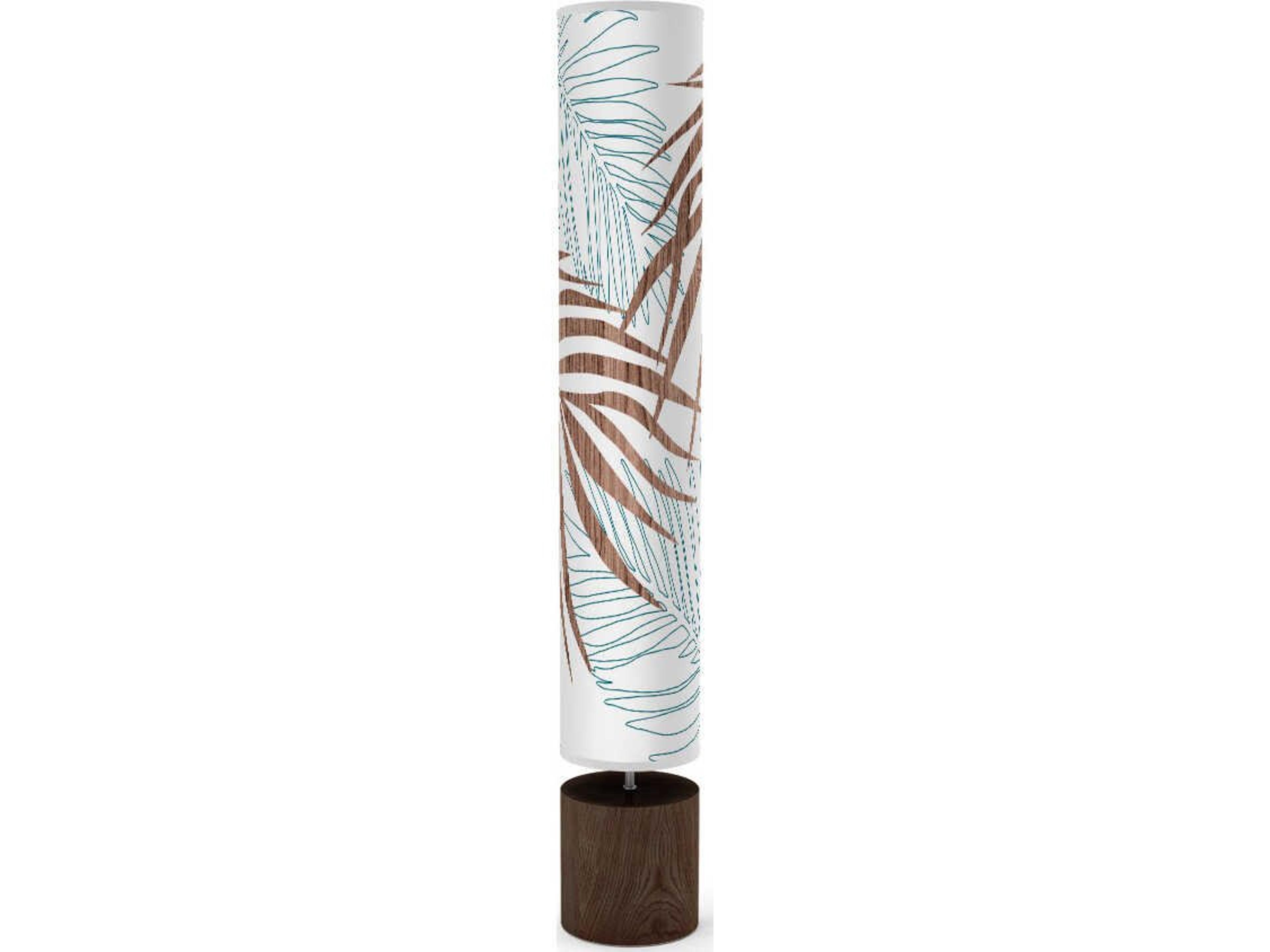 Palm Leaf Printed Spin Brown Floor Lamp