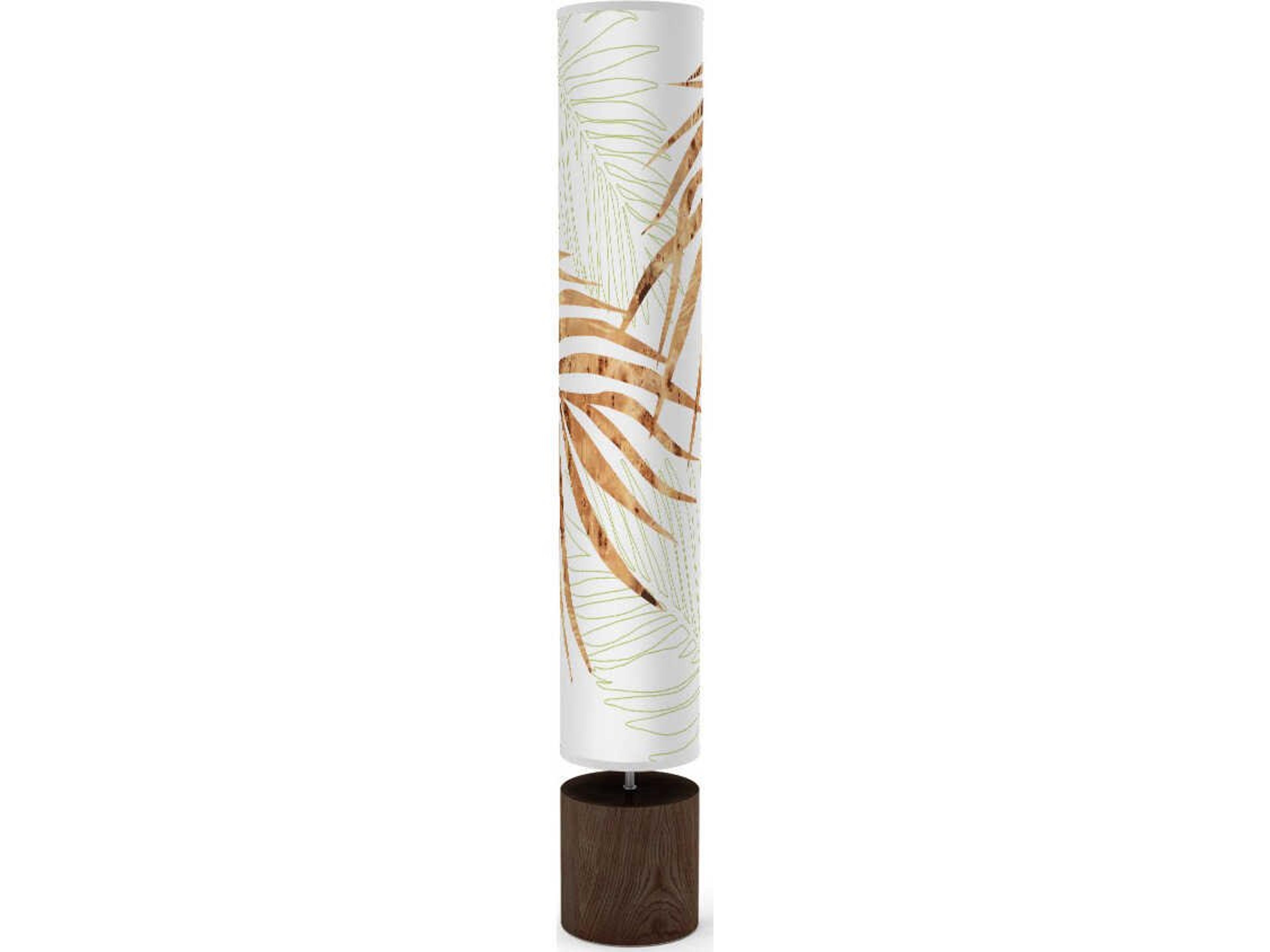 Palm Leaf Printed Spin Brown Floor Lamp