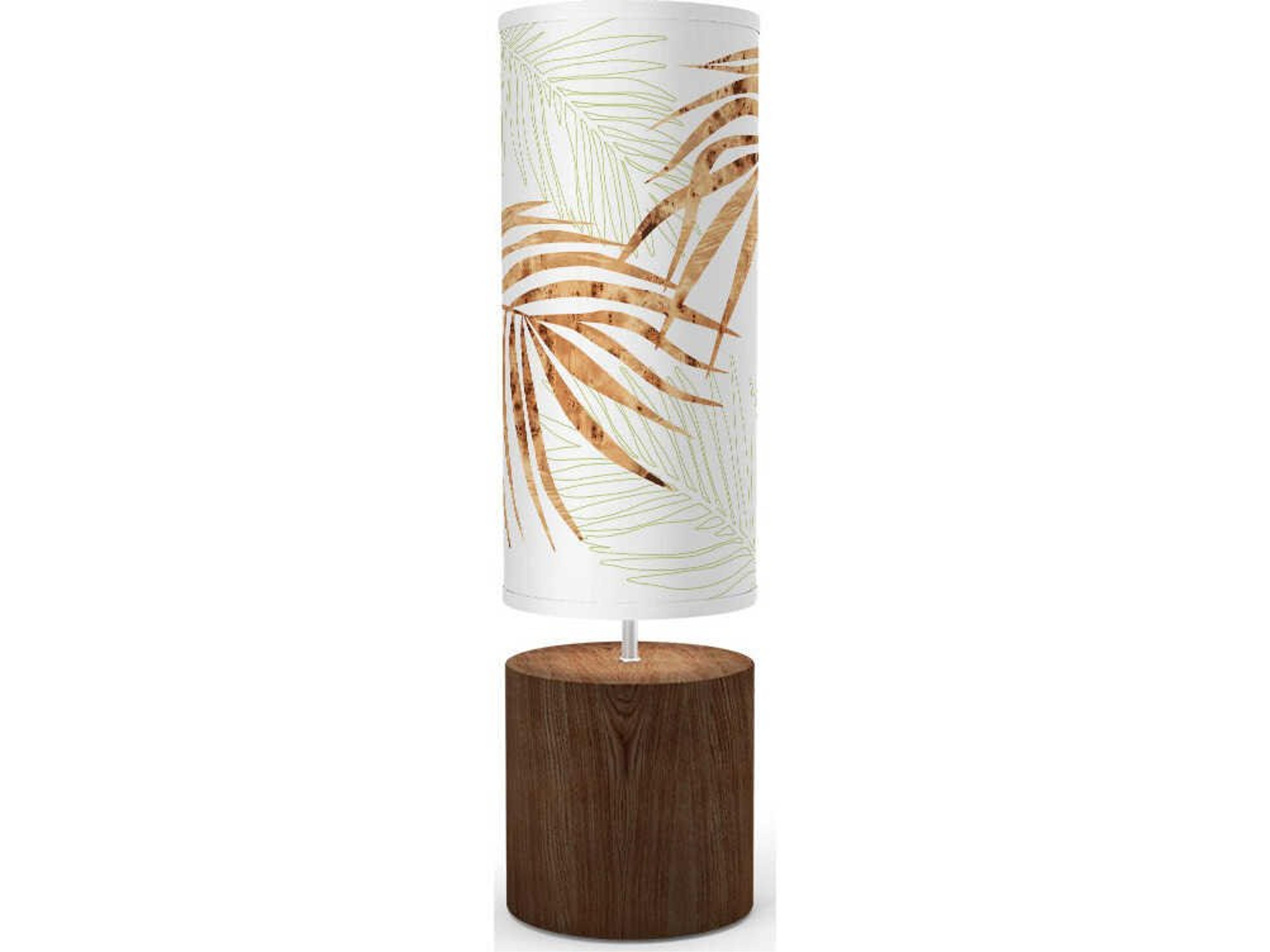 Palm Leaf Printed Spin Brown Buffet Lamp