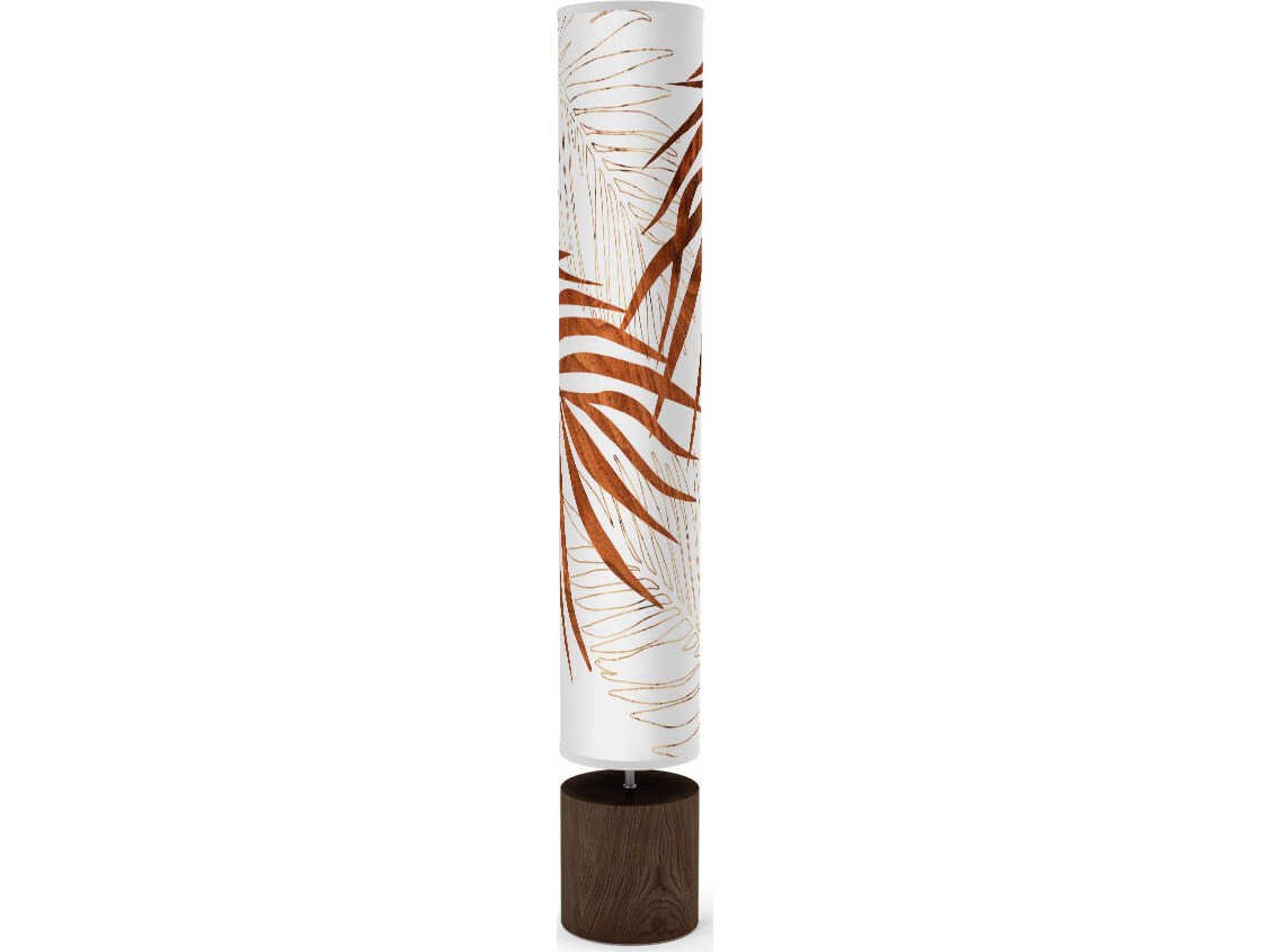 Palm Leaf Printed Spin Brown Floor Lamp