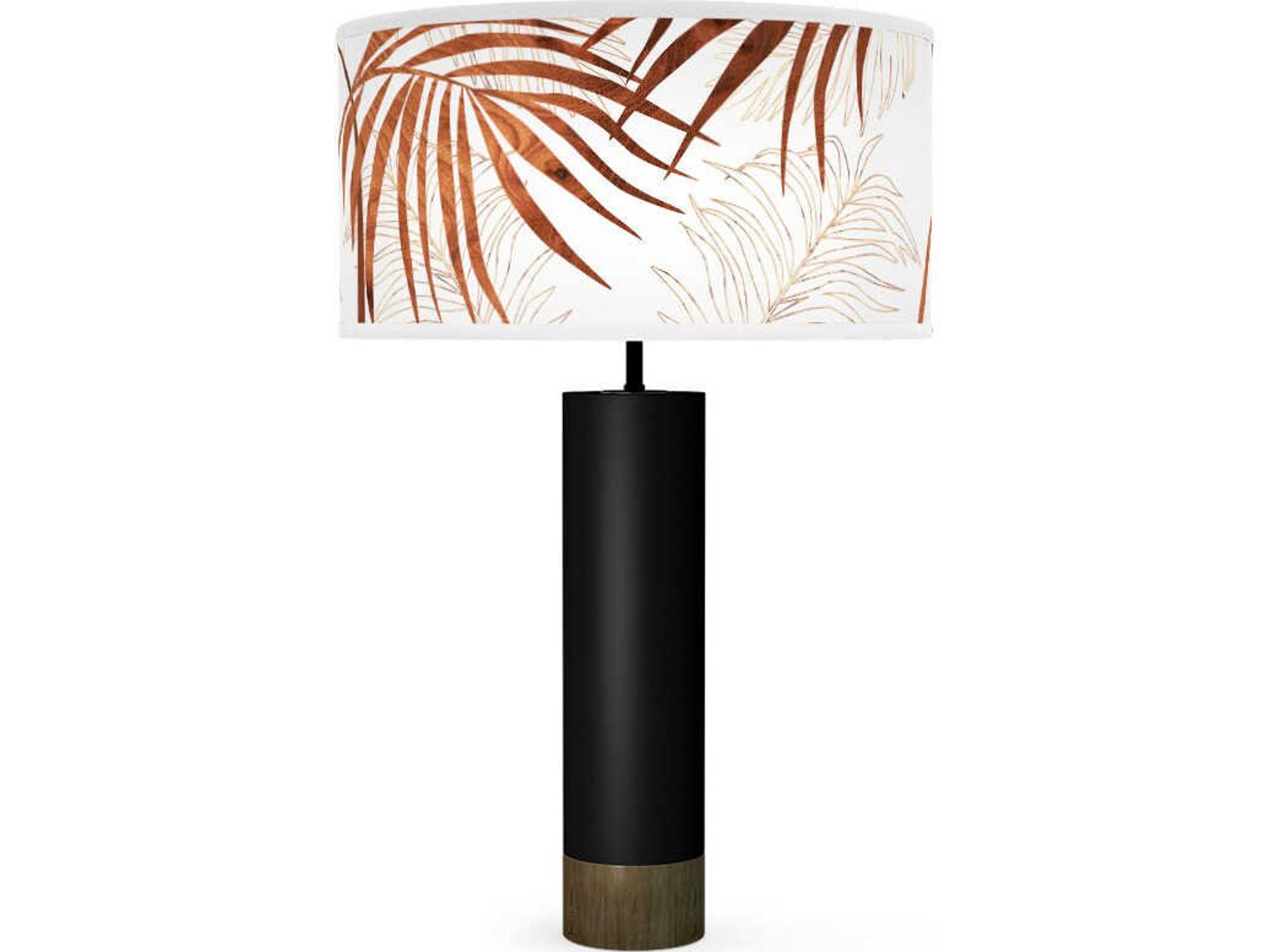 Palm Leaf Printed Thad Black Buffet Lamp