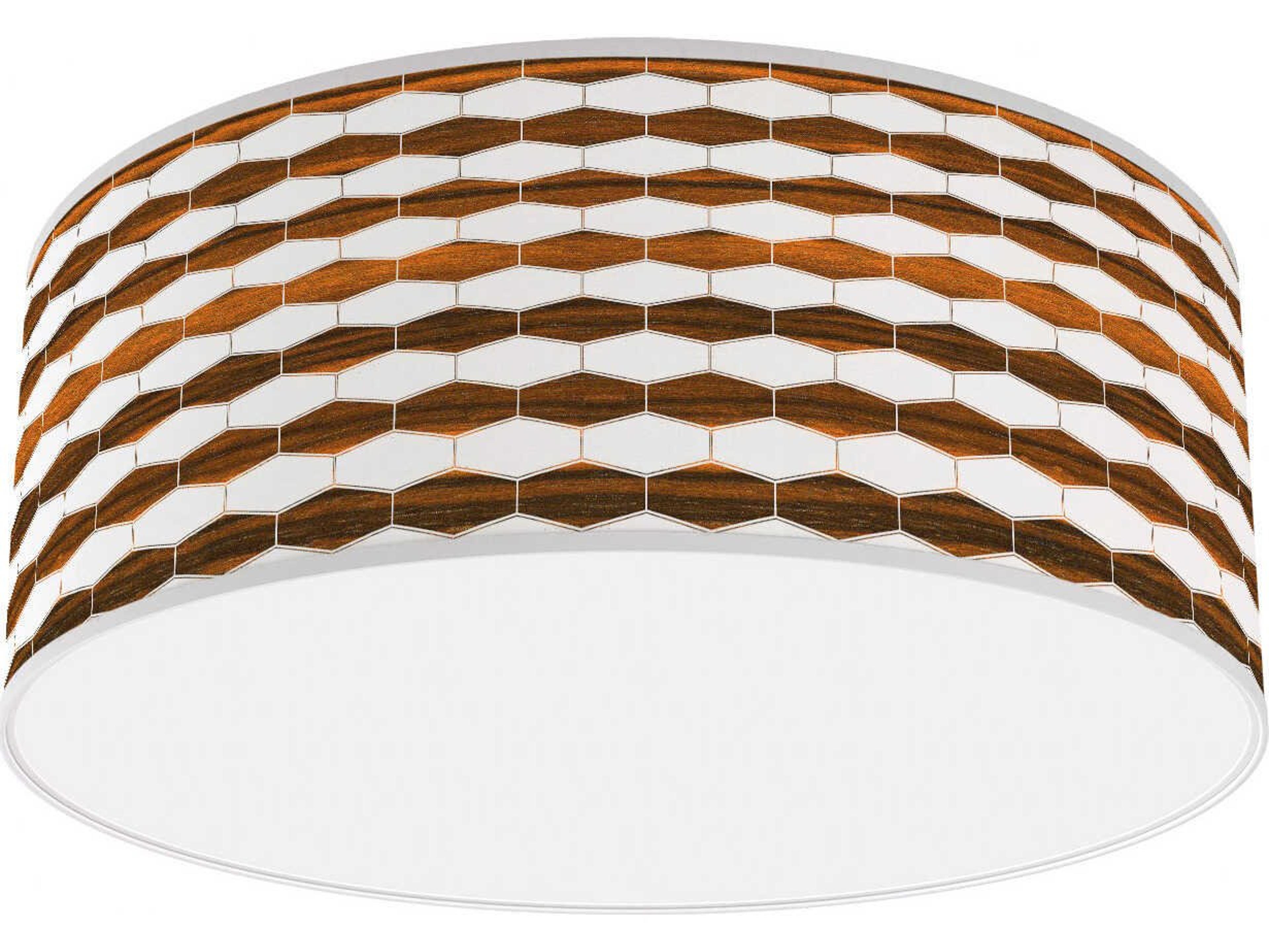 Weave Printed Andrea 1-Light Ebony Drum Flush Mount