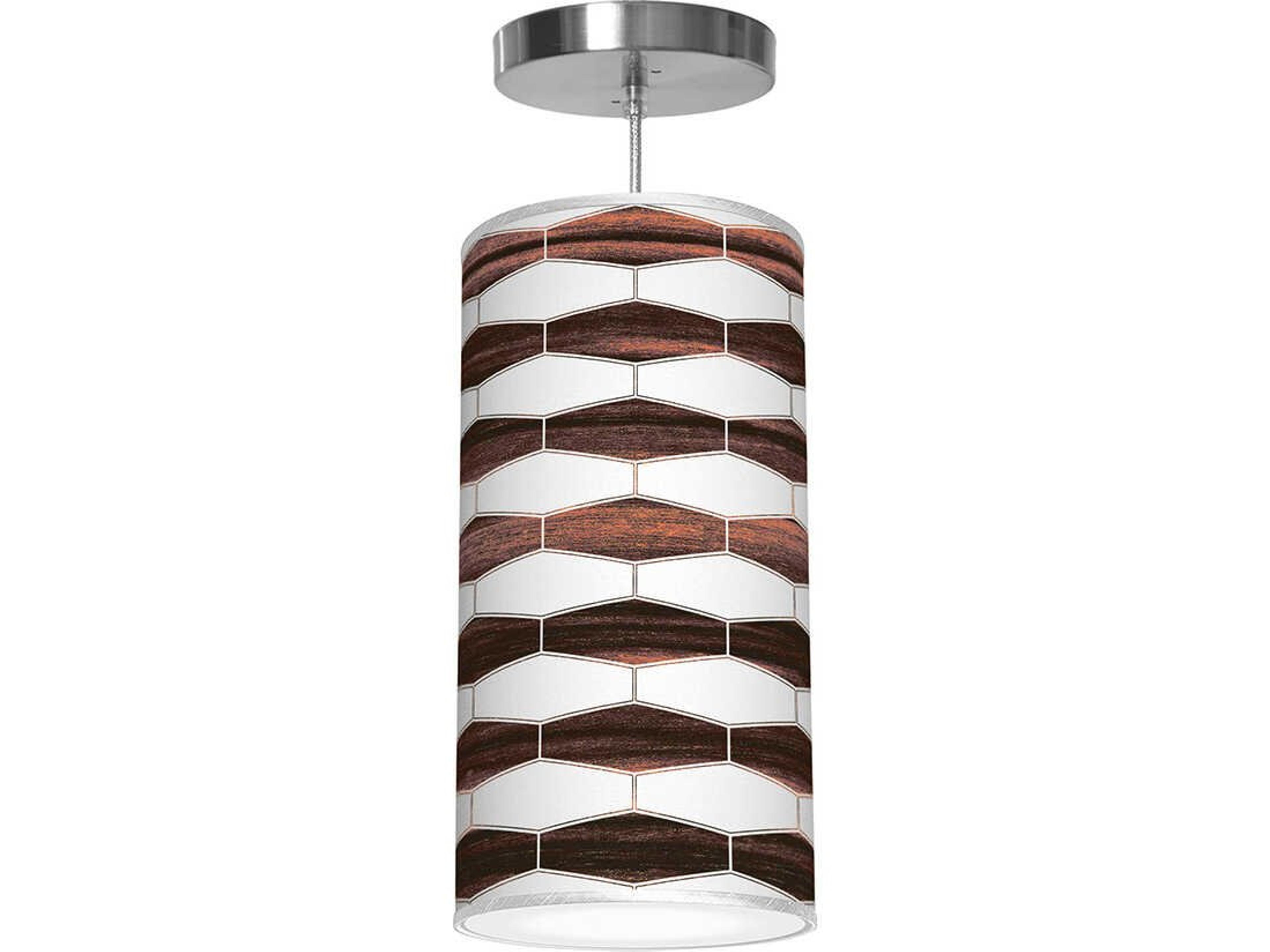 Weave Printed Lisha 1-Light Ebony Cylinder Mini Pendant