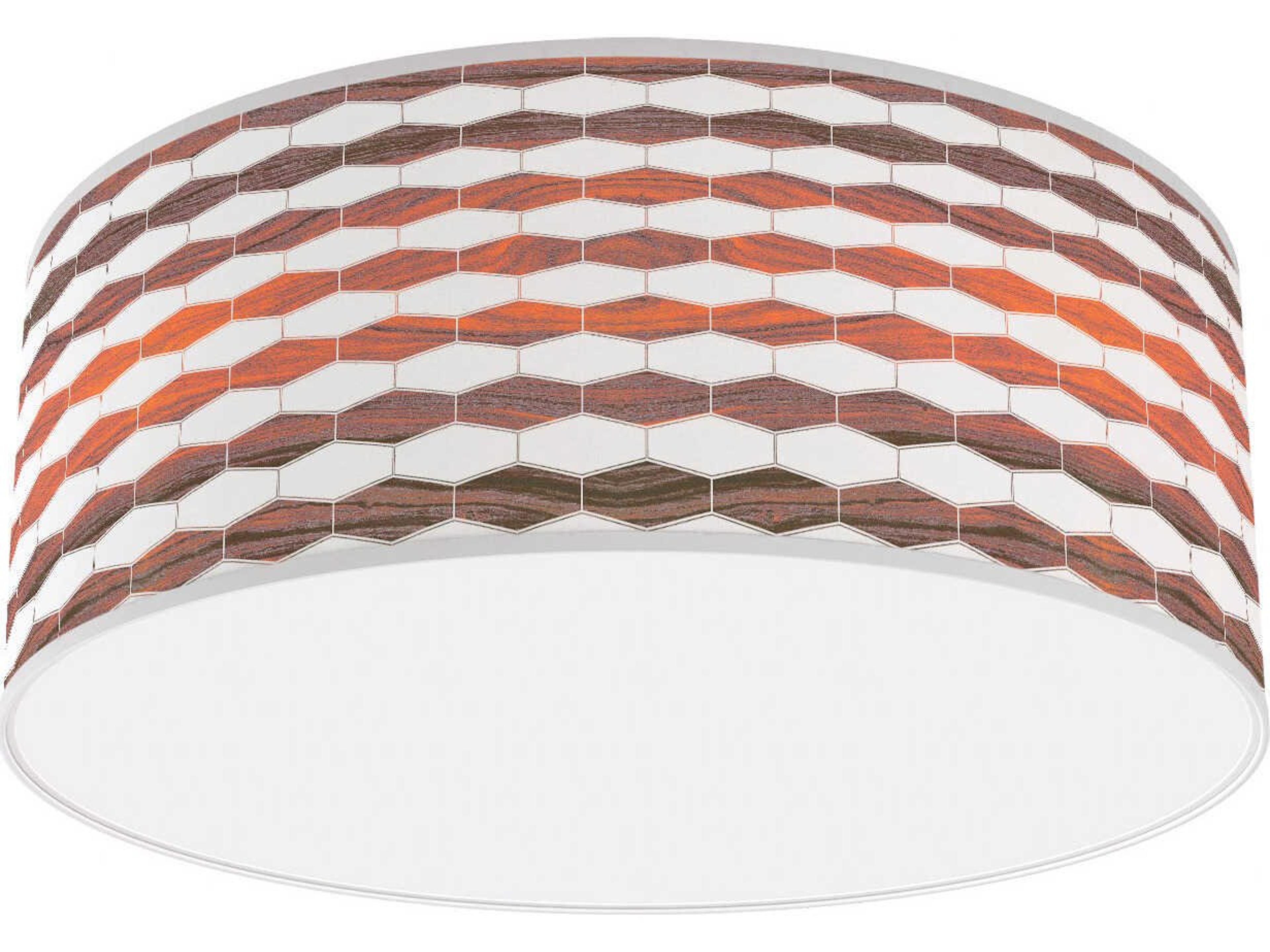 Weave Printed Andrea 1-Light Rosewood Drum Flush Mount