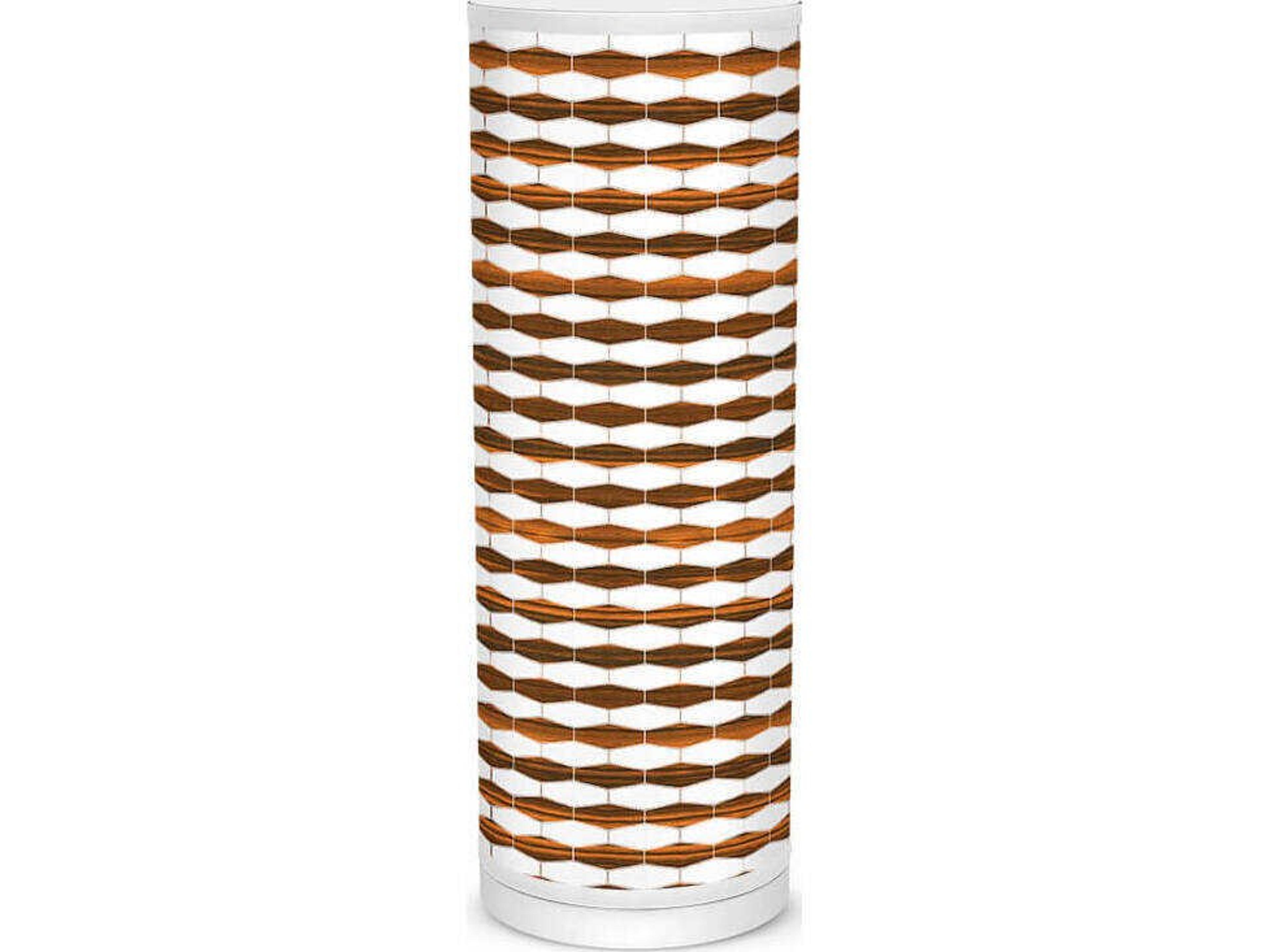 Weave Printed Tube Brown Table Lamp