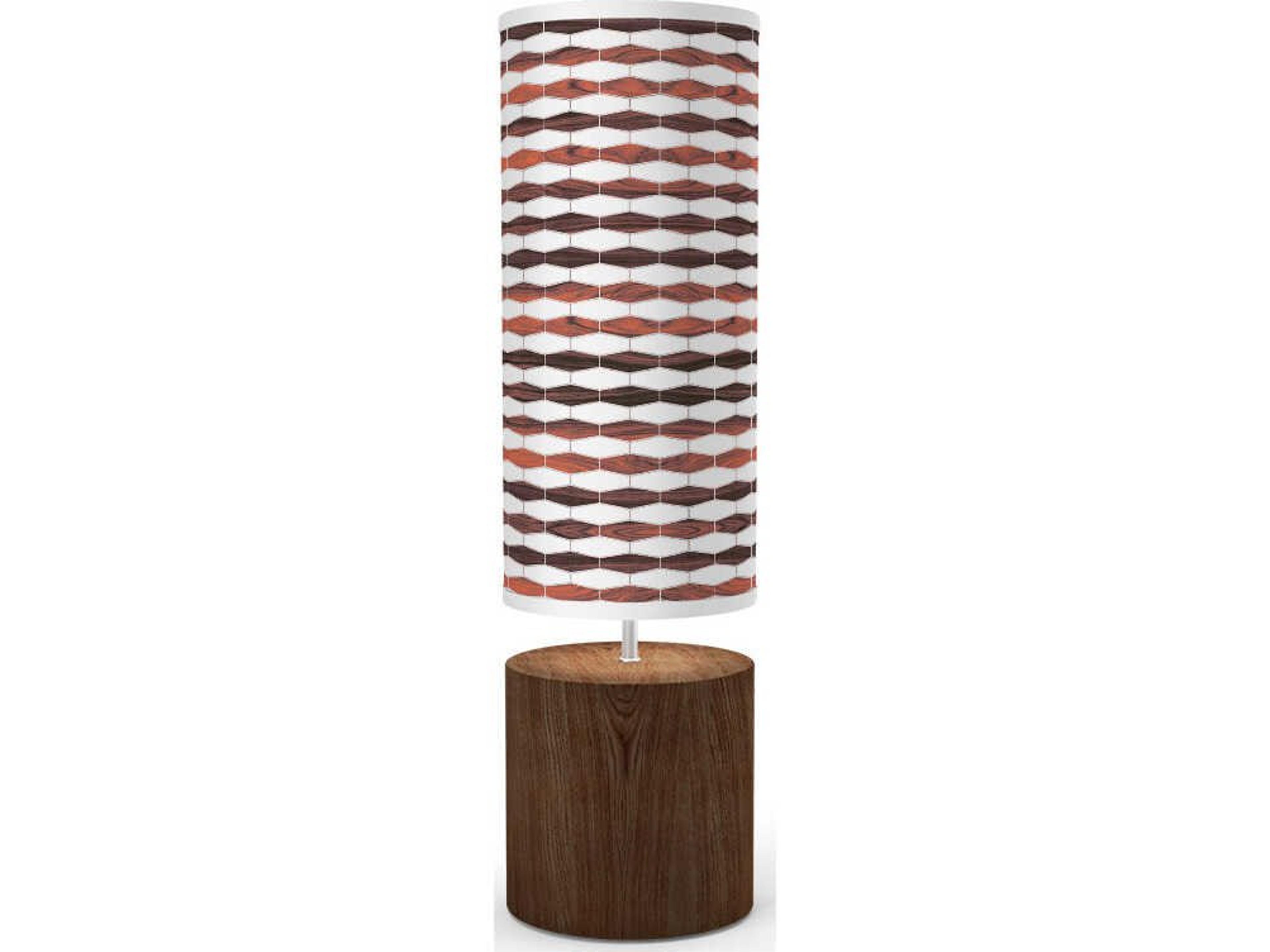 Weave Printed Spin Brown Buffet Lamp