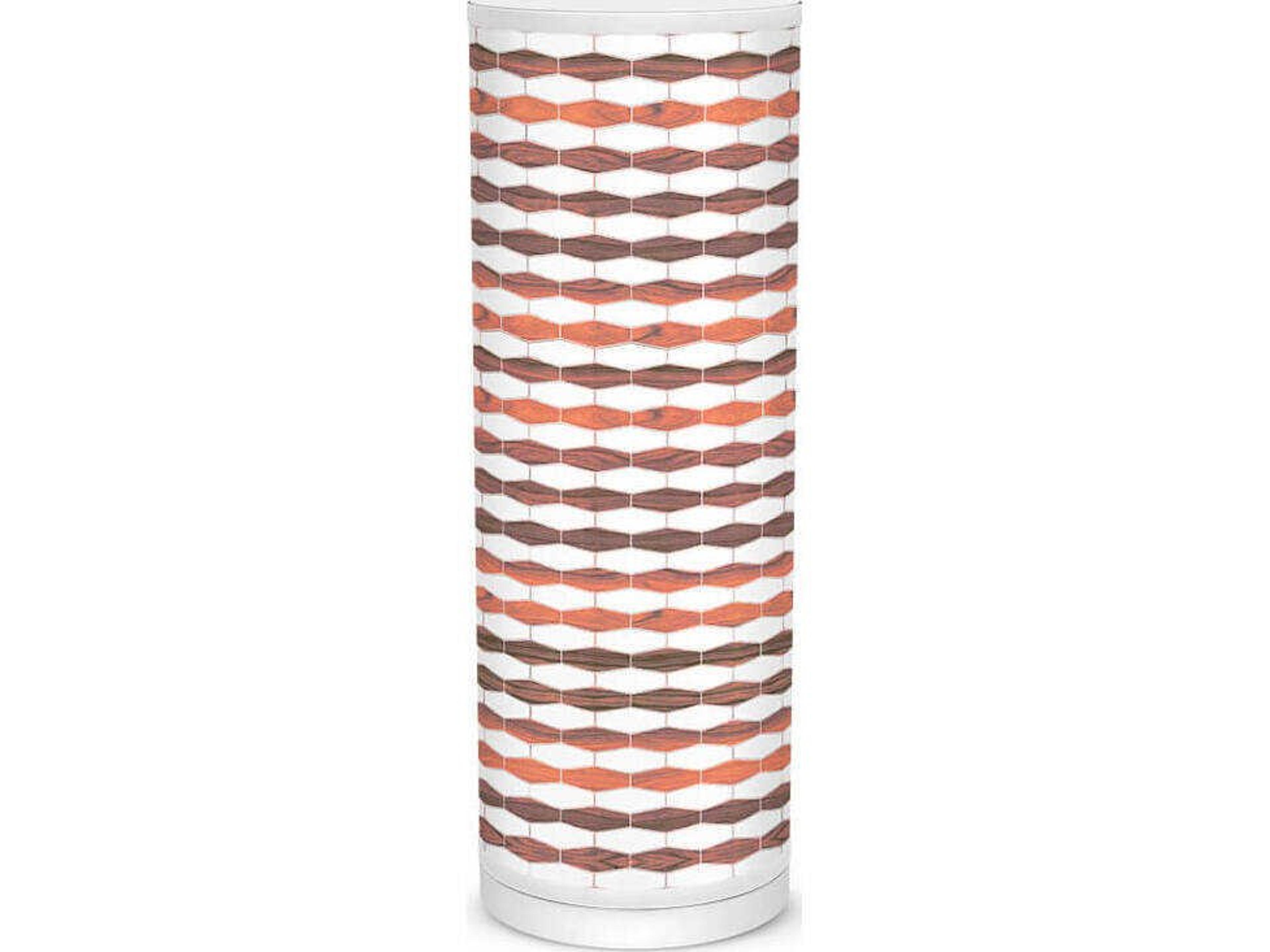 Weave Printed Tube Brown Table Lamp
