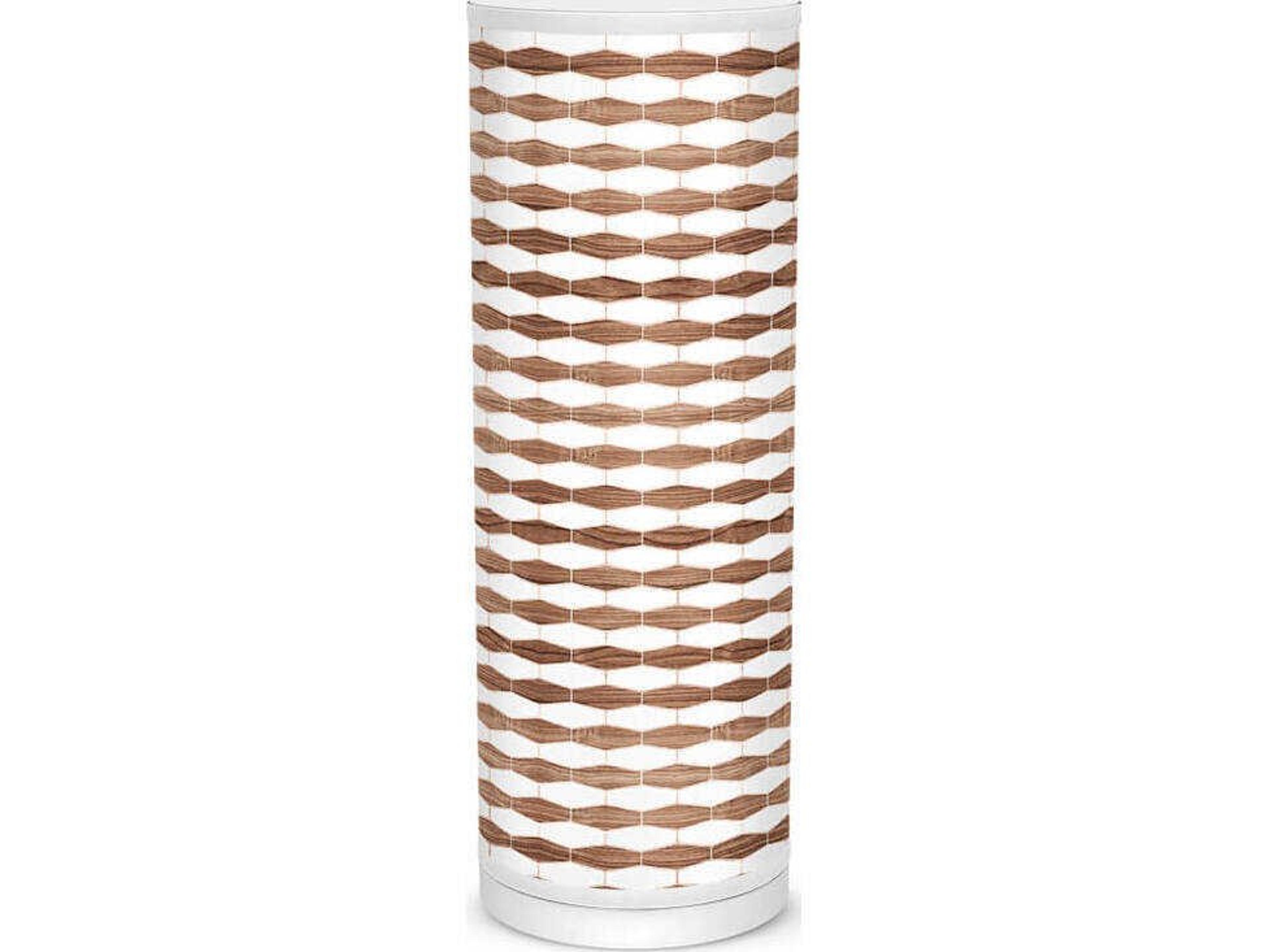 Weave Printed Tube Brown Table Lamp