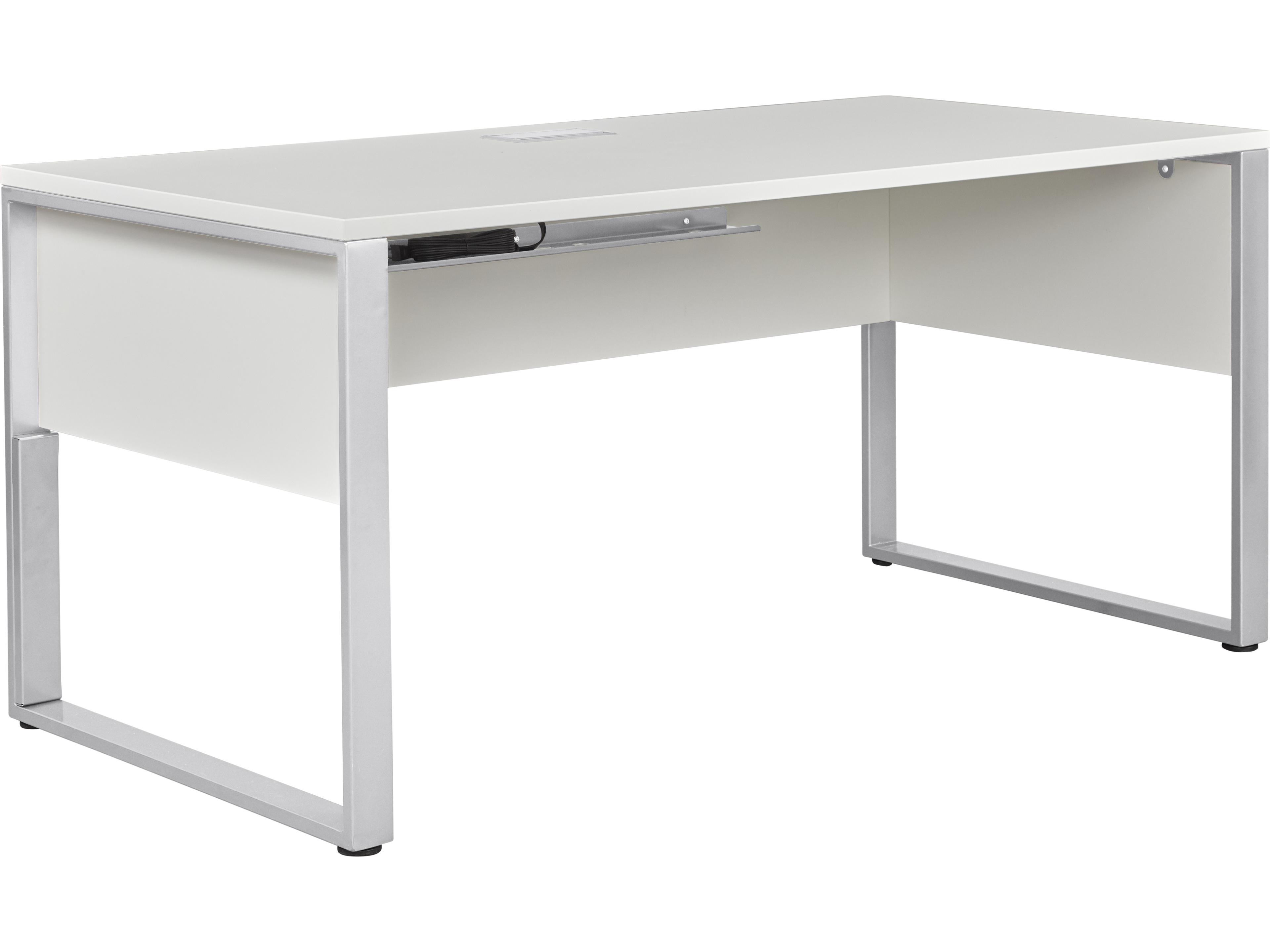 Kalmar 71-Inch Rectangle Office Desk in White with Wire Management