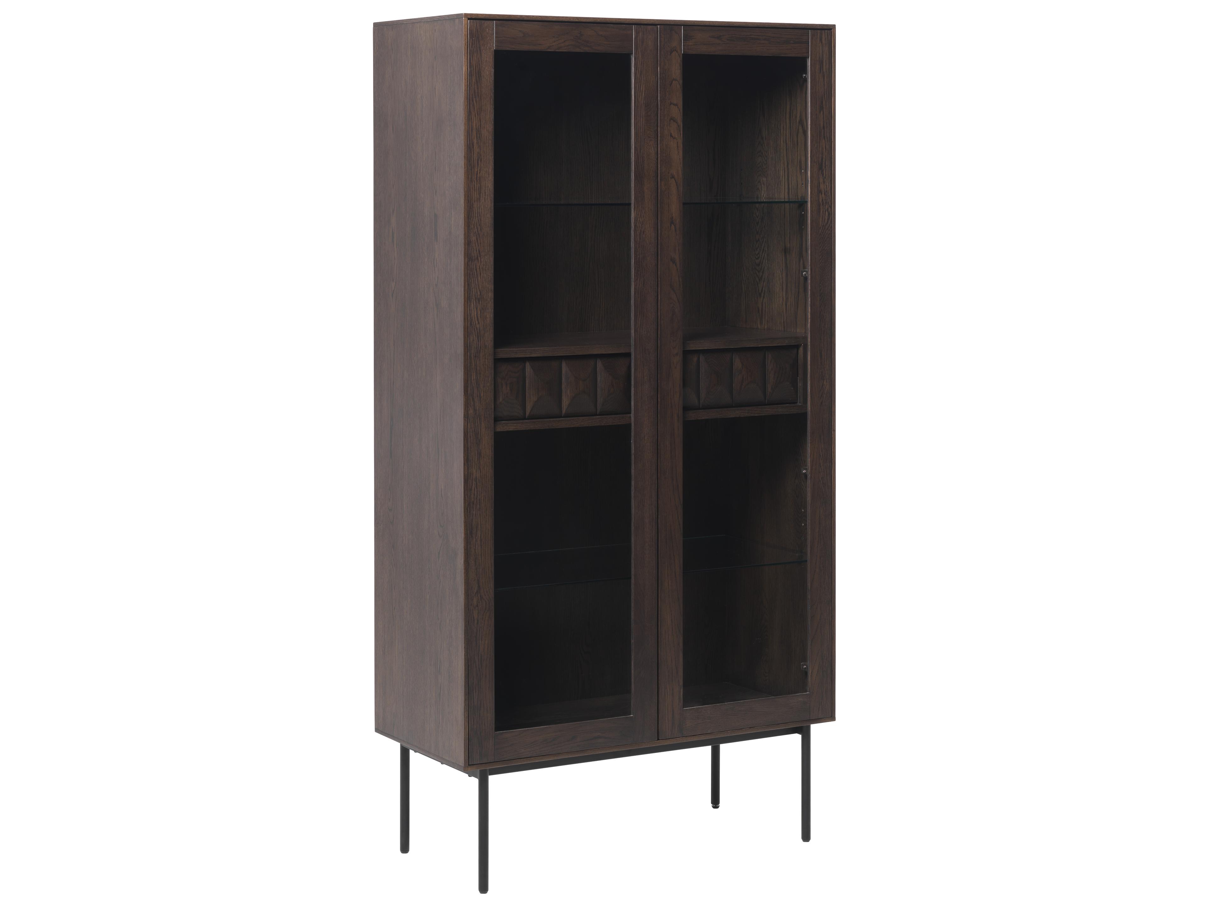 Latina Oak Wood Black Display Cabinet