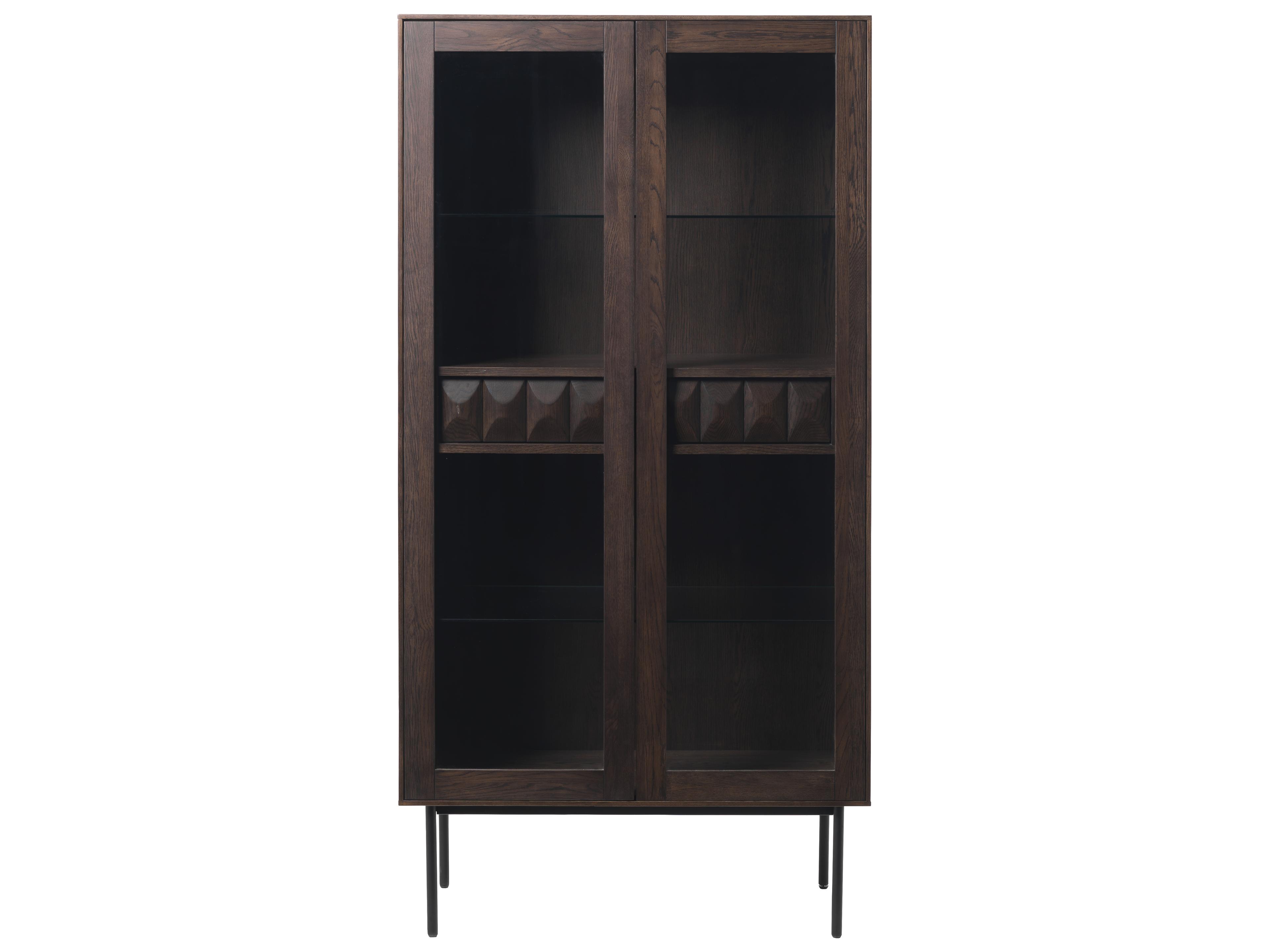 Unique Furniture Latina Oak Wood Black Display Cabinet