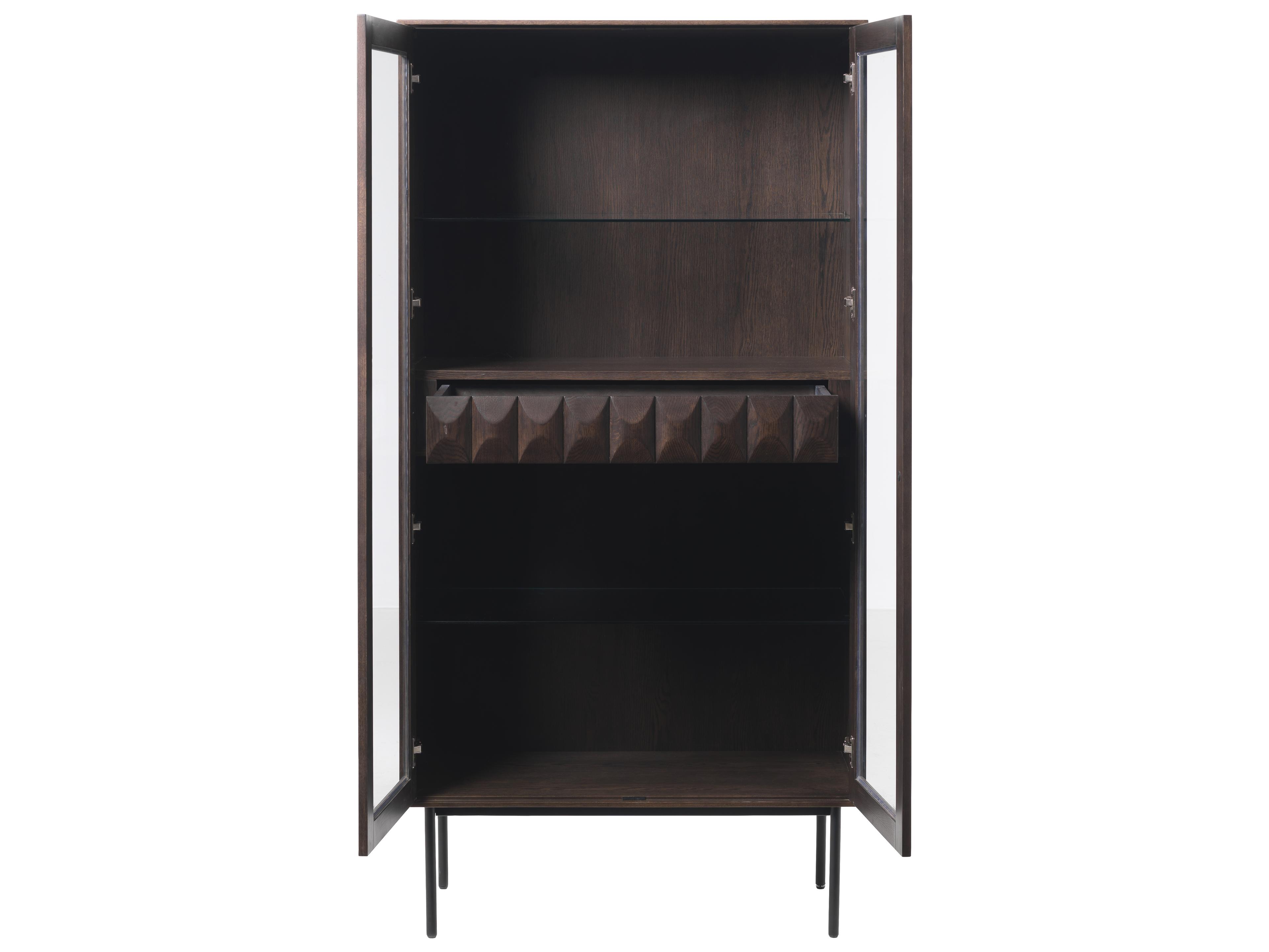 Unique Furniture Latina Oak Wood Black Display Cabinet