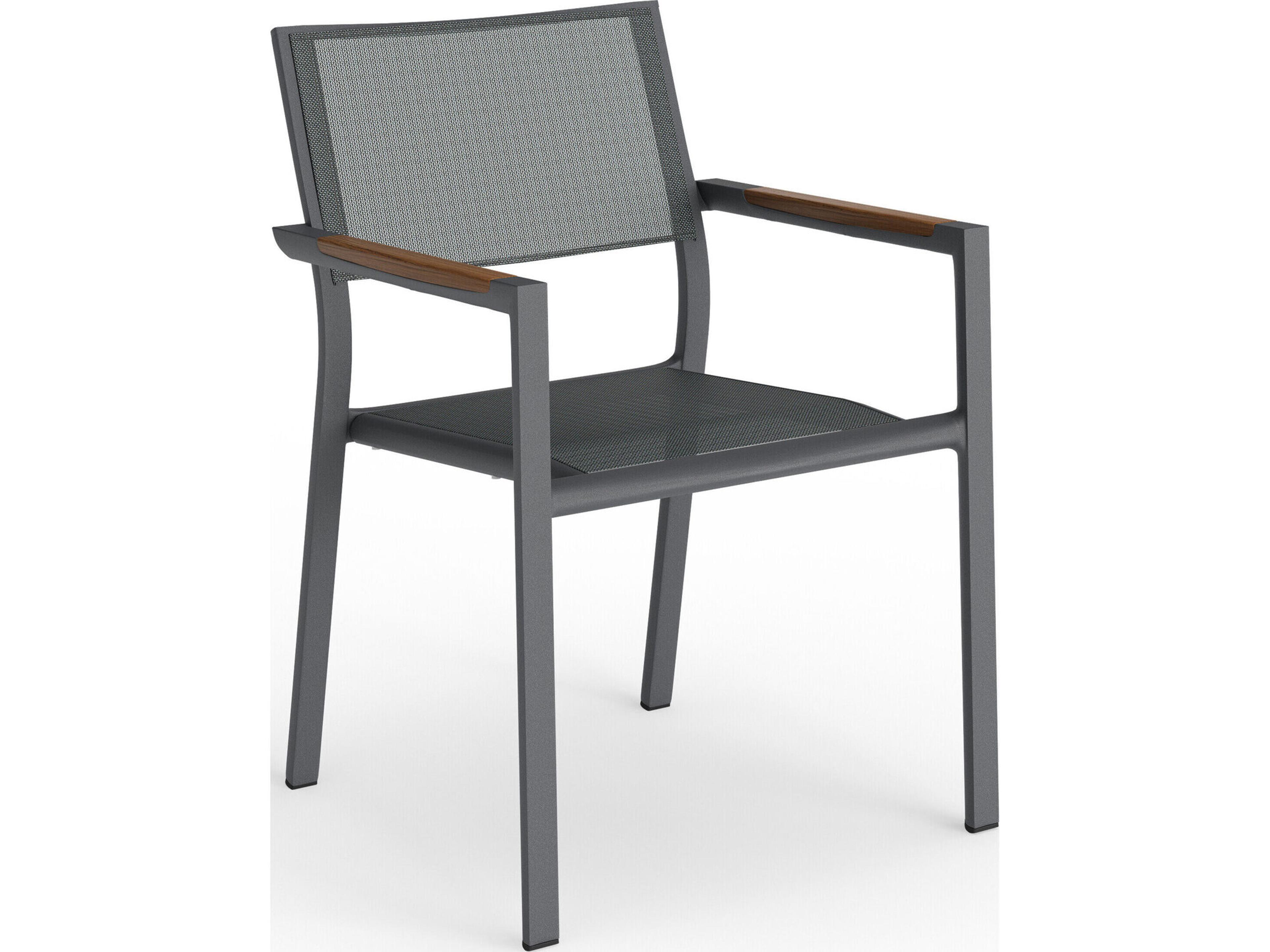 Furniture Breeze IPE Stacking Sling Arm Chair in Slate