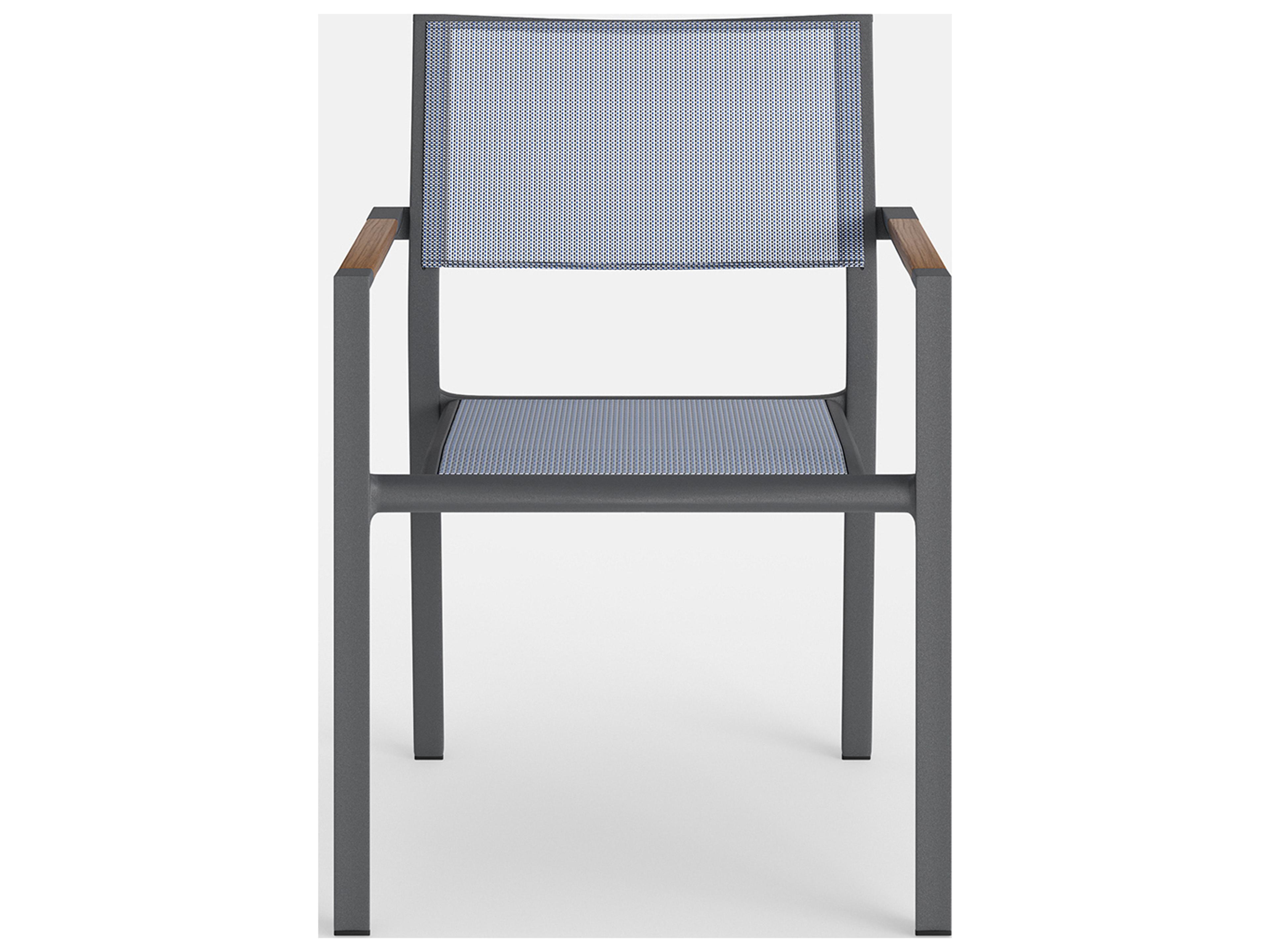 Jensen Outdoor Furniture Breeze IPE Stacking Sling Arm Chair in Slate