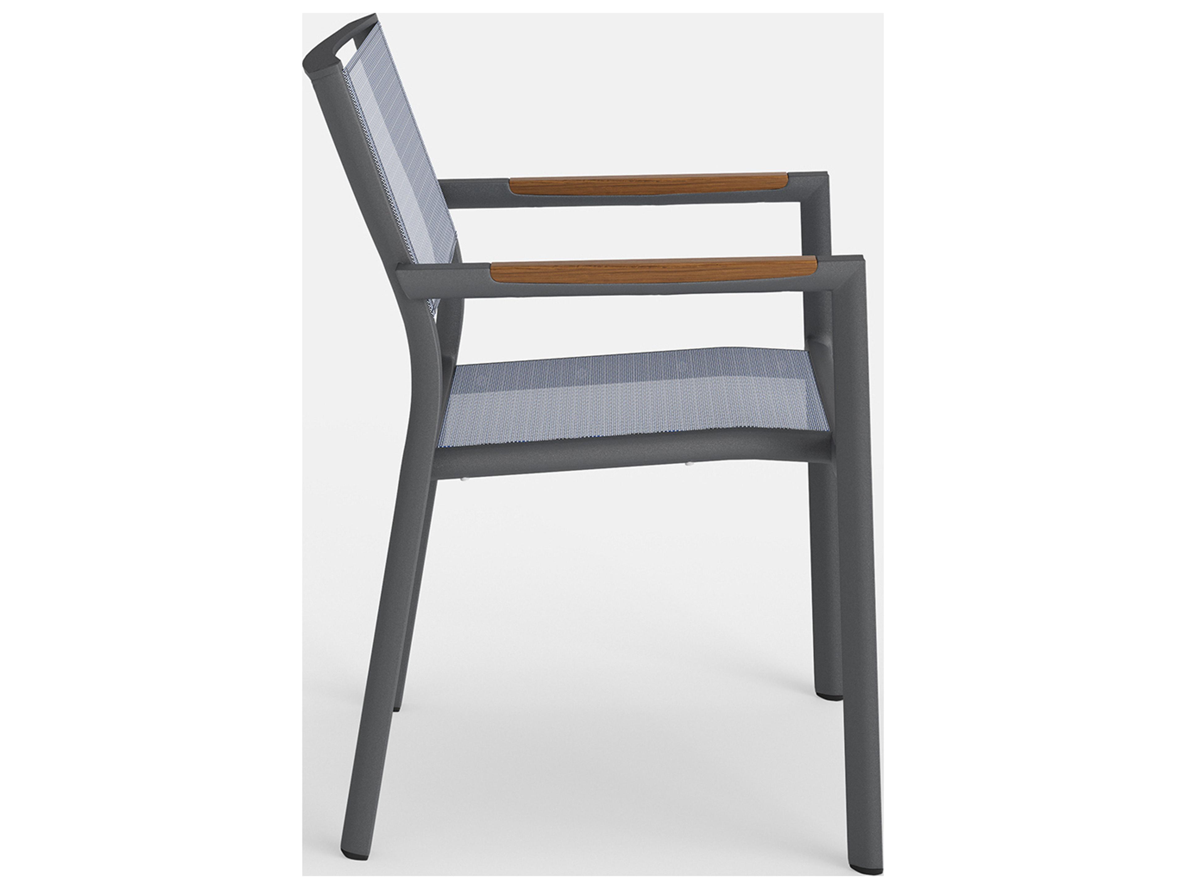 Jensen Outdoor Furniture Breeze IPE Stacking Sling Arm Chair in Slate