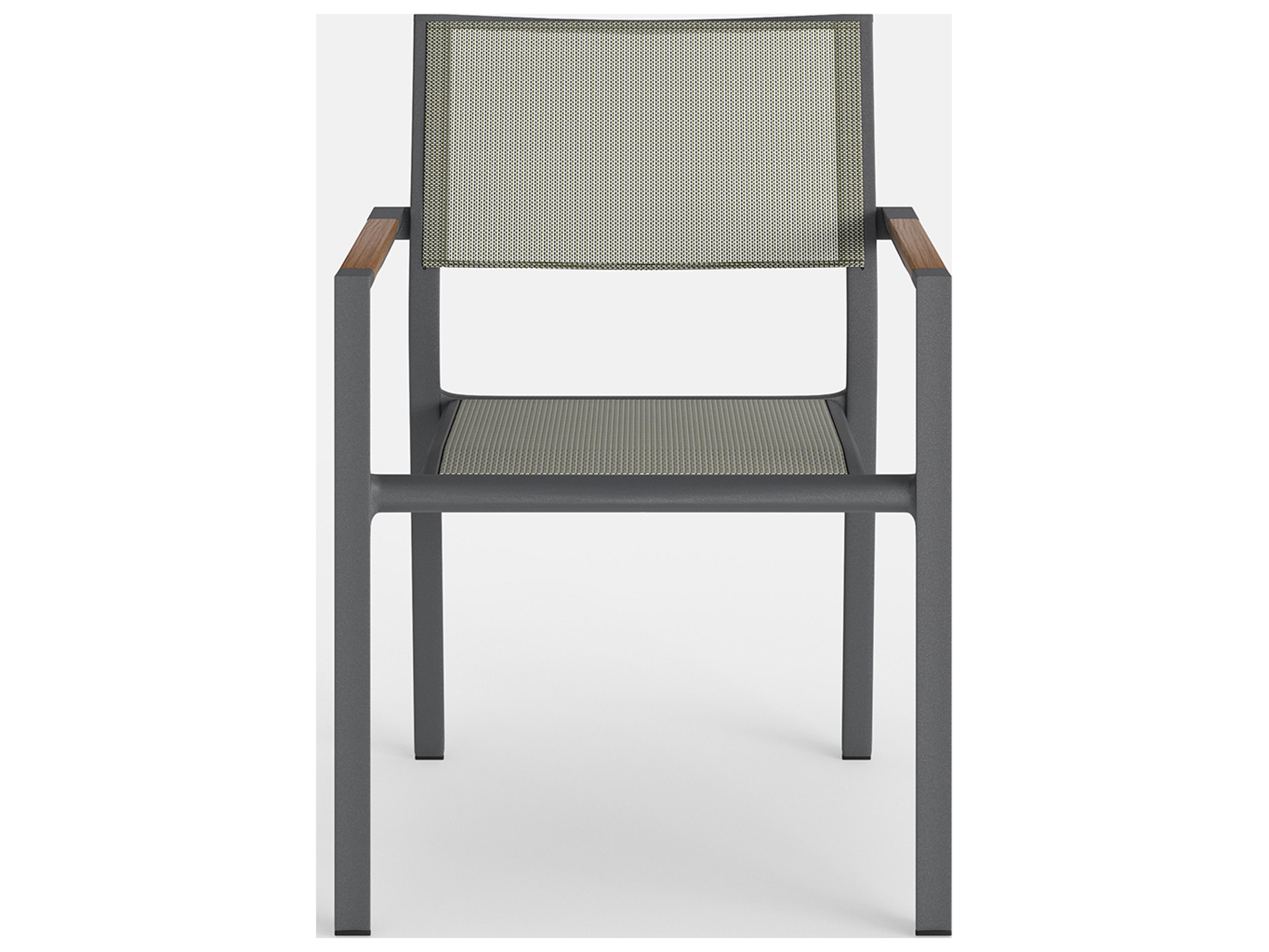 Jensen Outdoor Furniture Breeze IPE Stacking Sling Arm Chair in Slate
