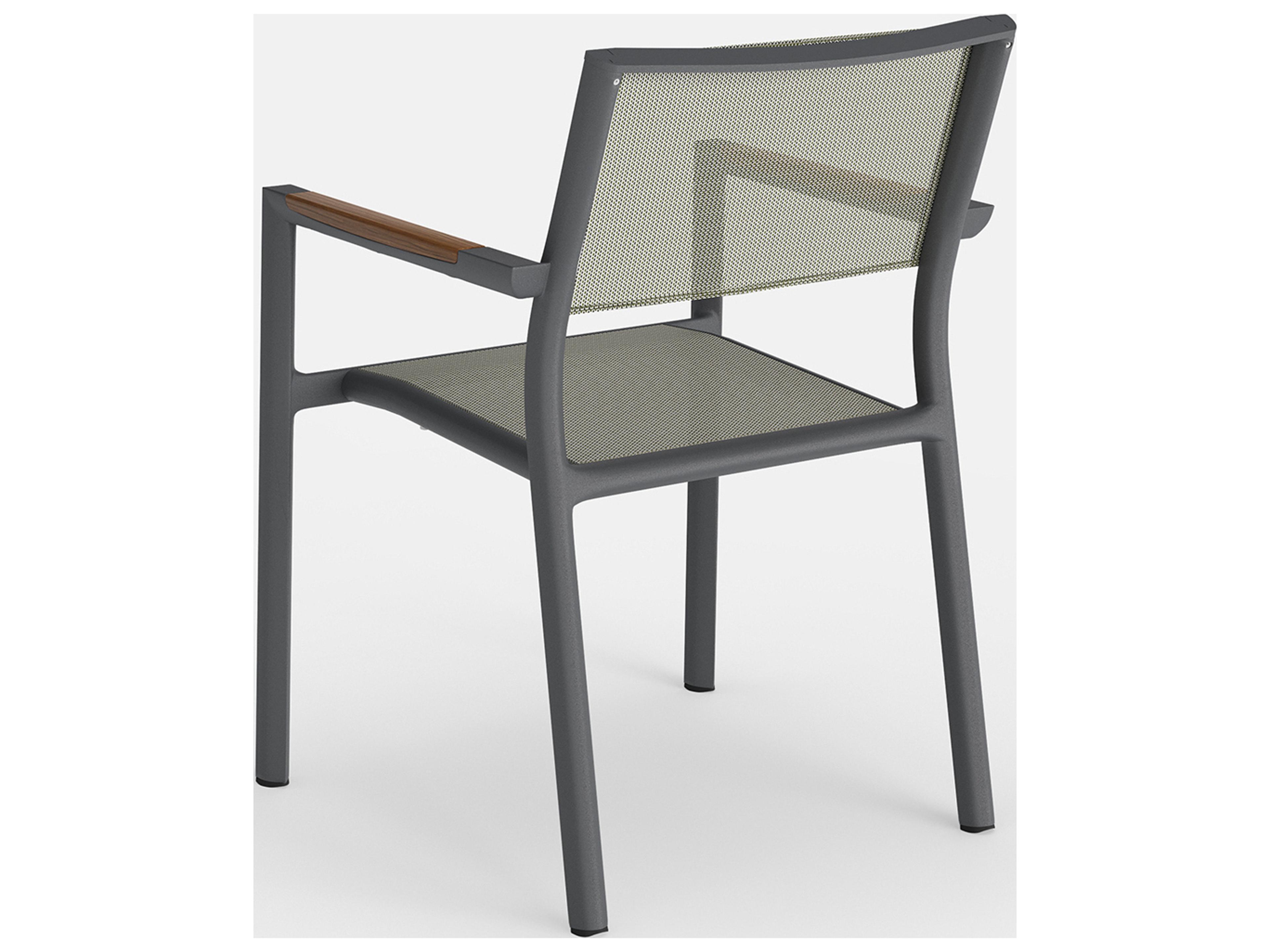 Jensen Outdoor Furniture Breeze IPE Stacking Sling Arm Chair in Slate