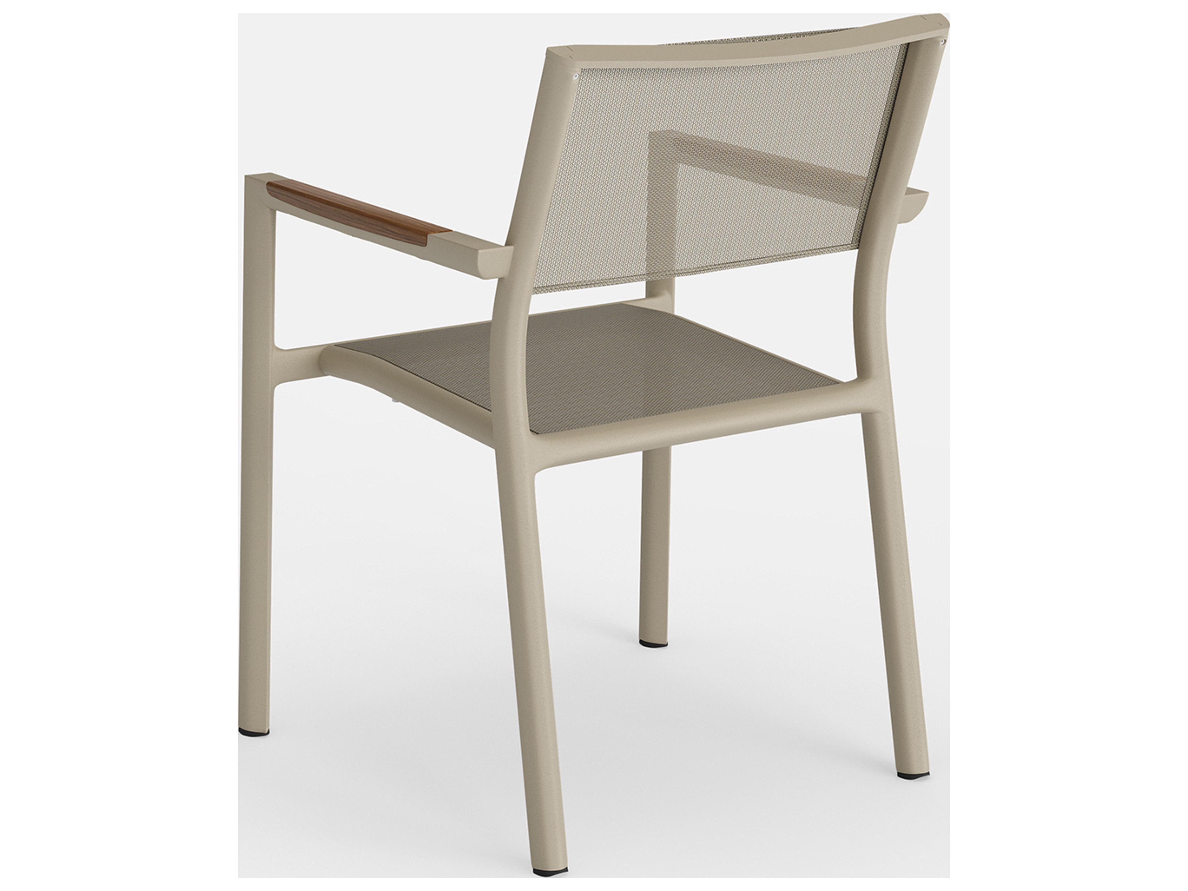 Jensen Outdoor Furniture Breeze IPE Stacking Sling Arm Chair in Sand