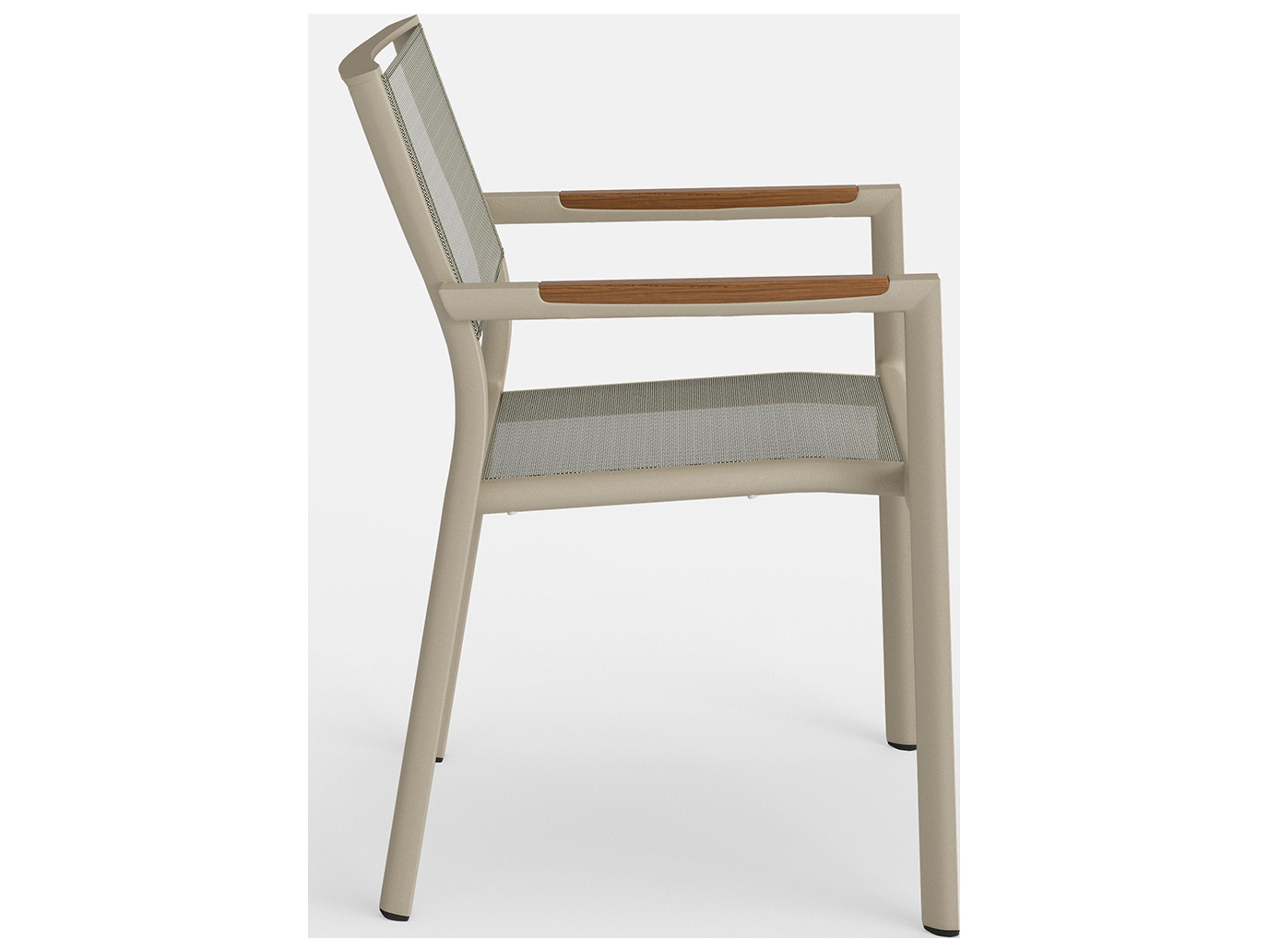 Jensen Outdoor Furniture Breeze IPE Stacking Sling Arm Chair in Sand