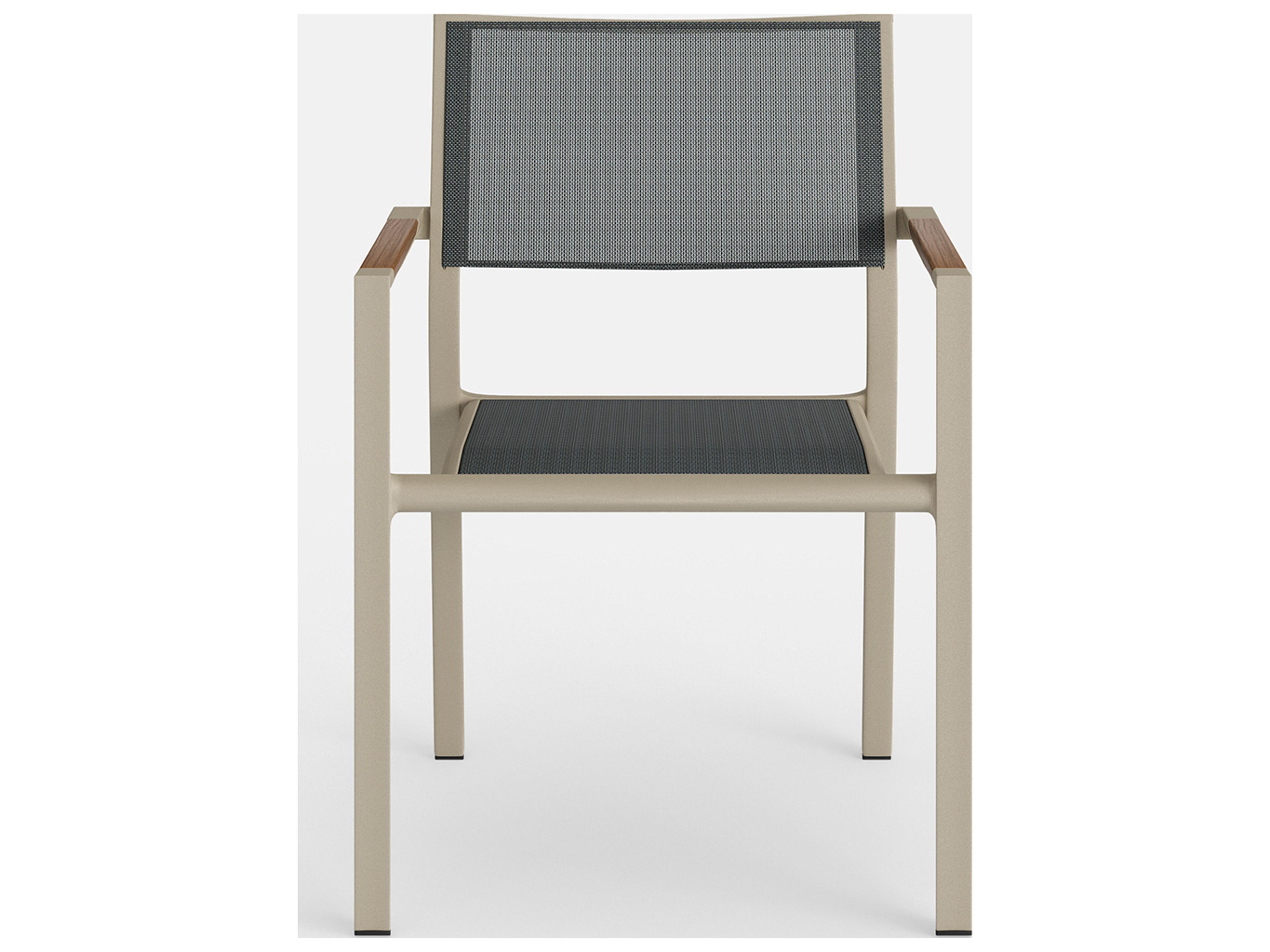 Jensen Outdoor Furniture Breeze IPE Stacking Sling Arm Chair in Sand