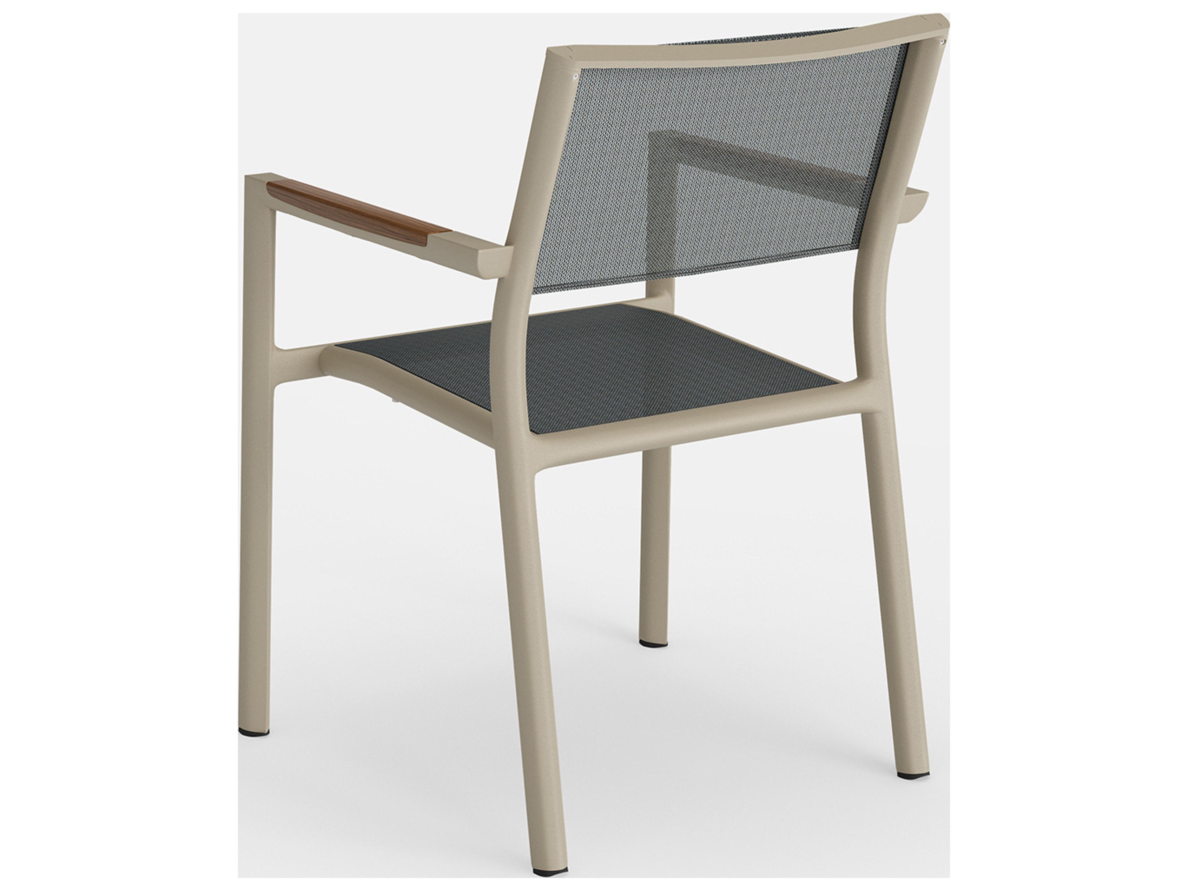 Jensen Outdoor Furniture Breeze IPE Stacking Sling Arm Chair in Sand