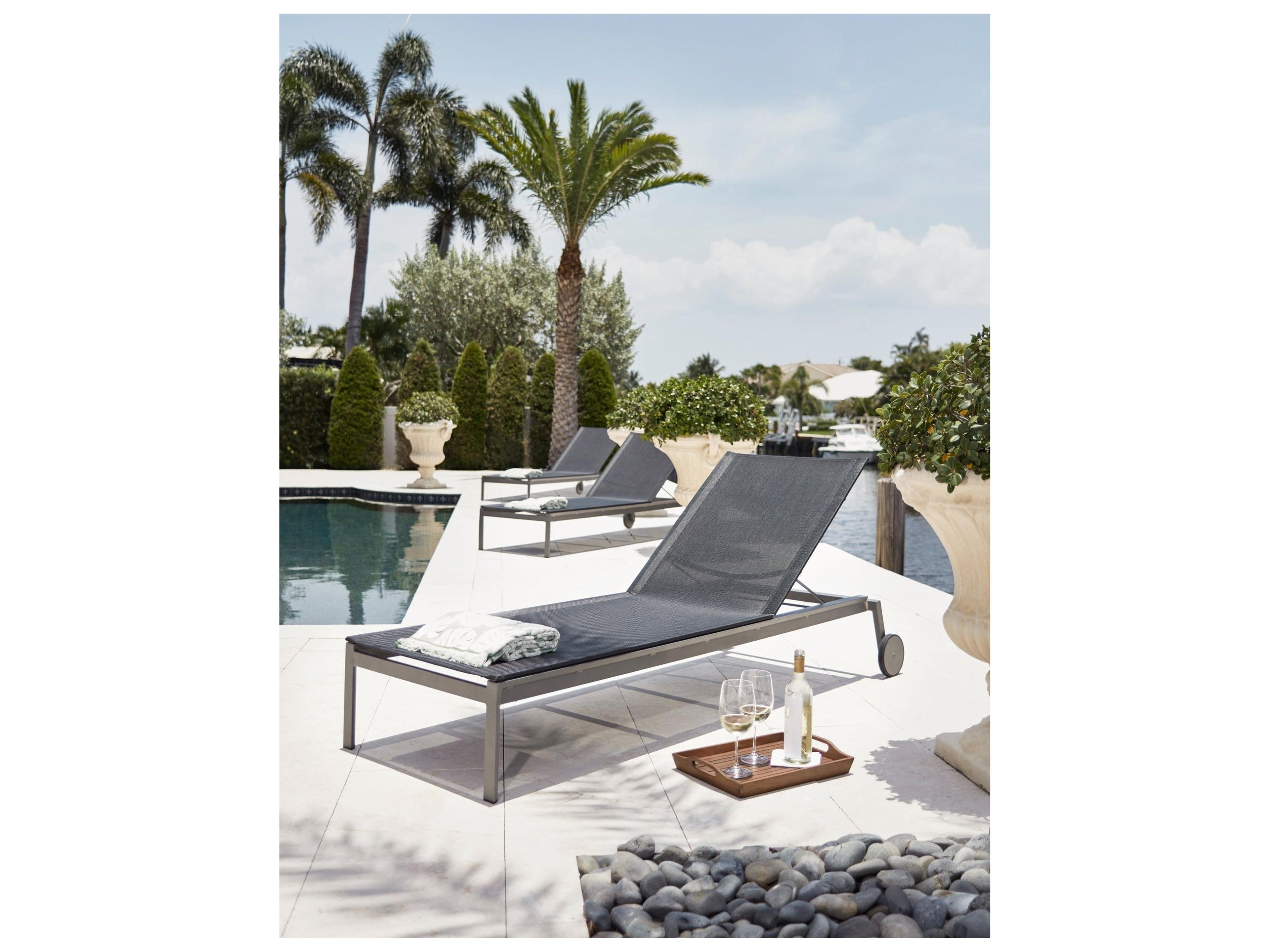 Jensen Outdoor Harmony Sling Chaise with Wheels/ Slate