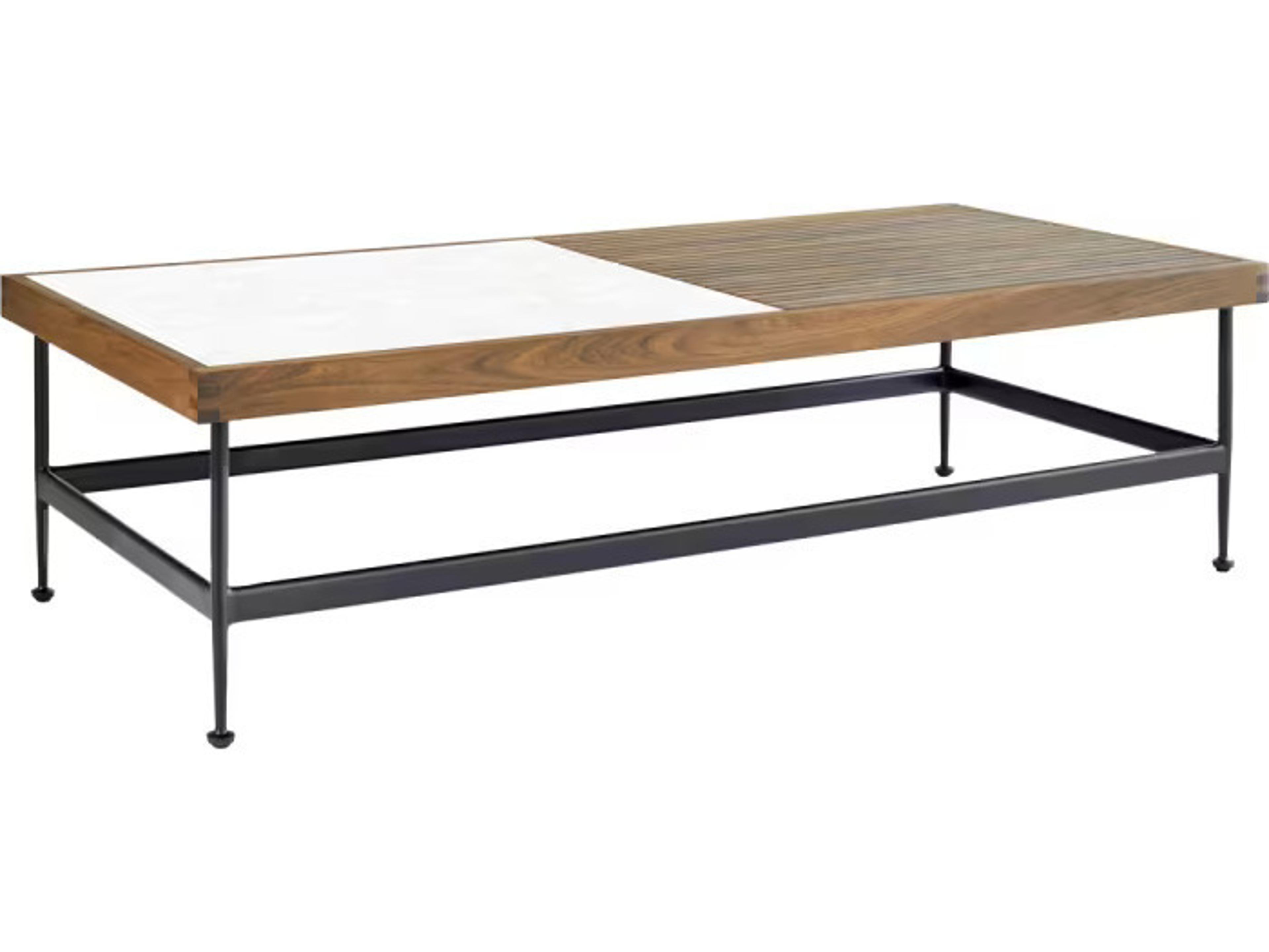 Furniture Jett IPE 60" x 25" Rectangular Coffee Table with 1 LPE & 1 White HPL Top