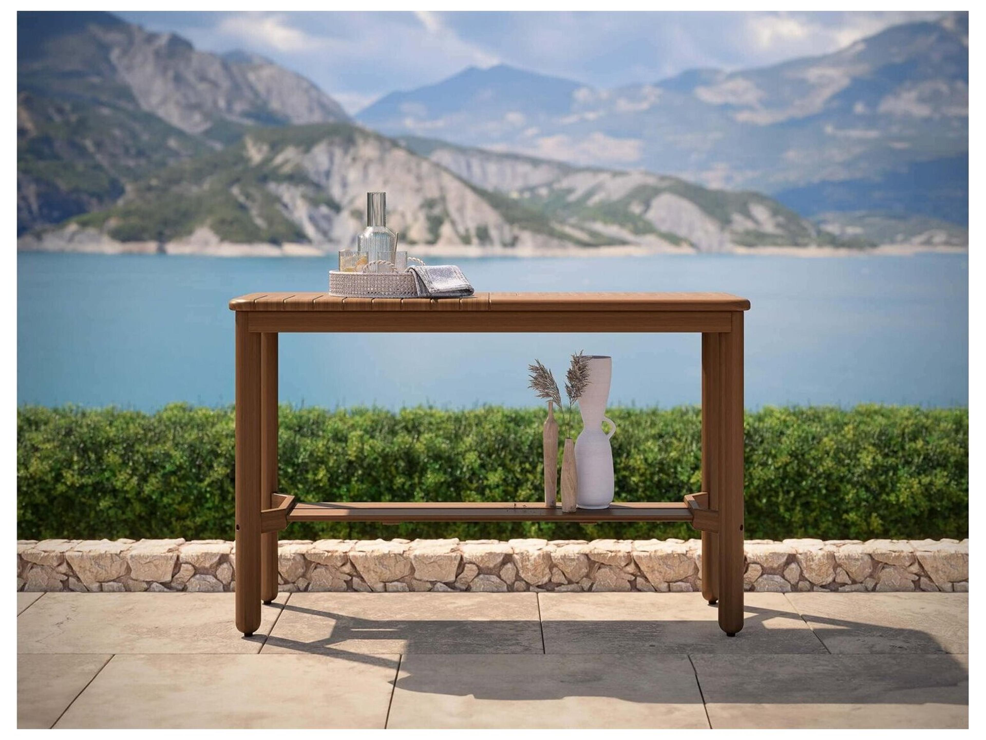 Jensen Outdoor Furniture Foundations Ipe IPEFoundations IPEMosaic 45" x 15" Rectangular Console Table