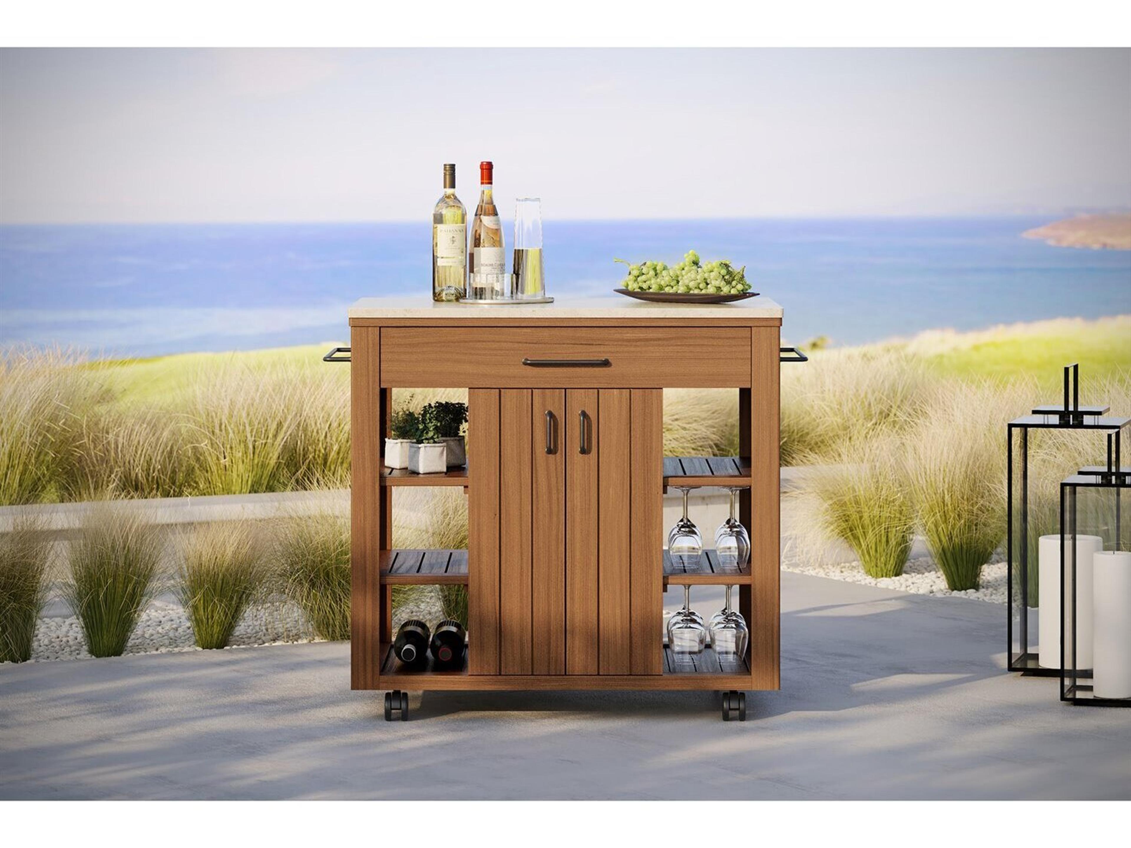 Jensen Outdoor Furniture Foundations Ipe IPEFoundations IPE Sage Serving Buffet with Quartz Top/ Silica