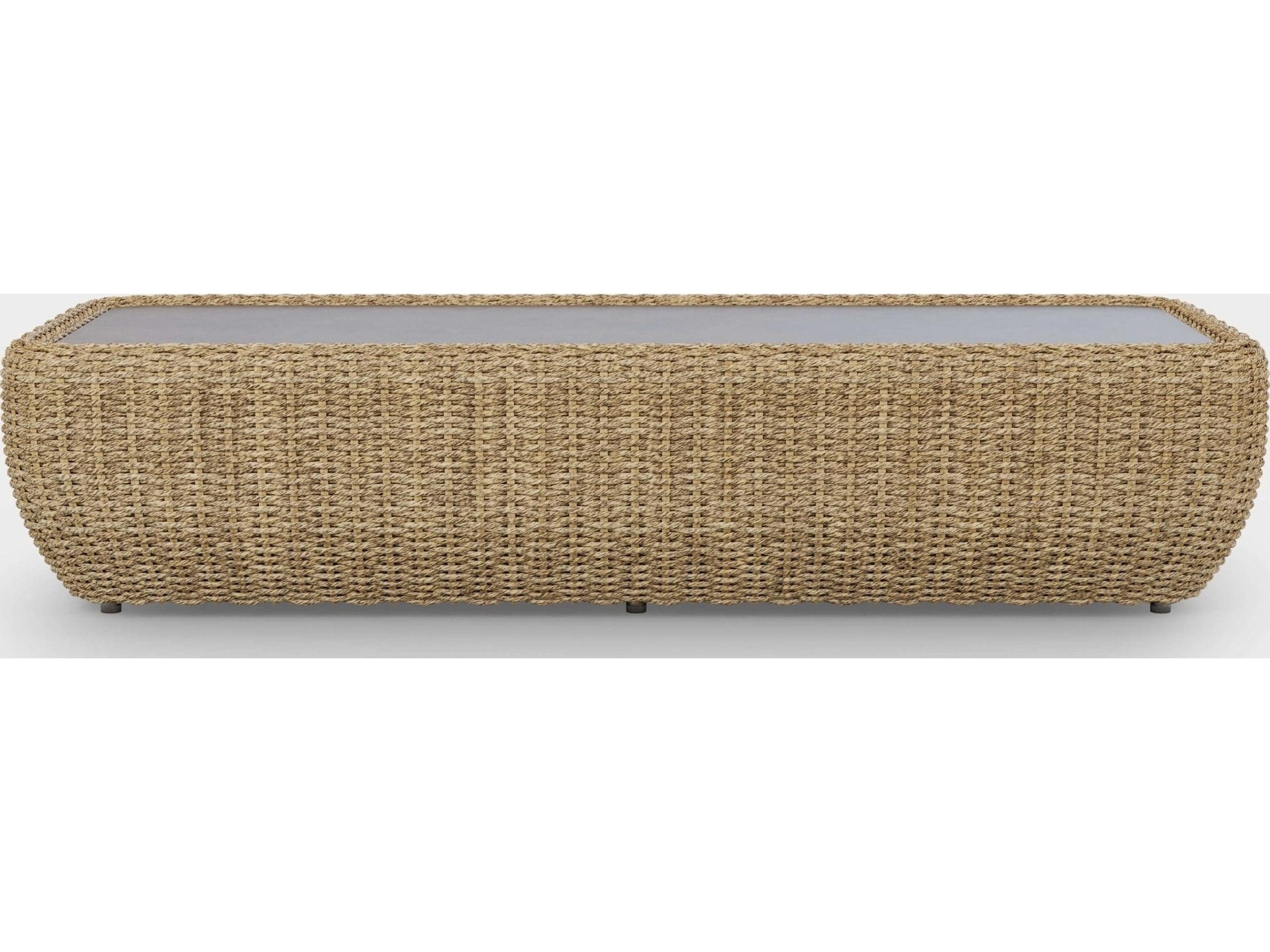 Jensen Outdoor Velo 55" x 24" Rectangular Coffee Table w/ Cement Top