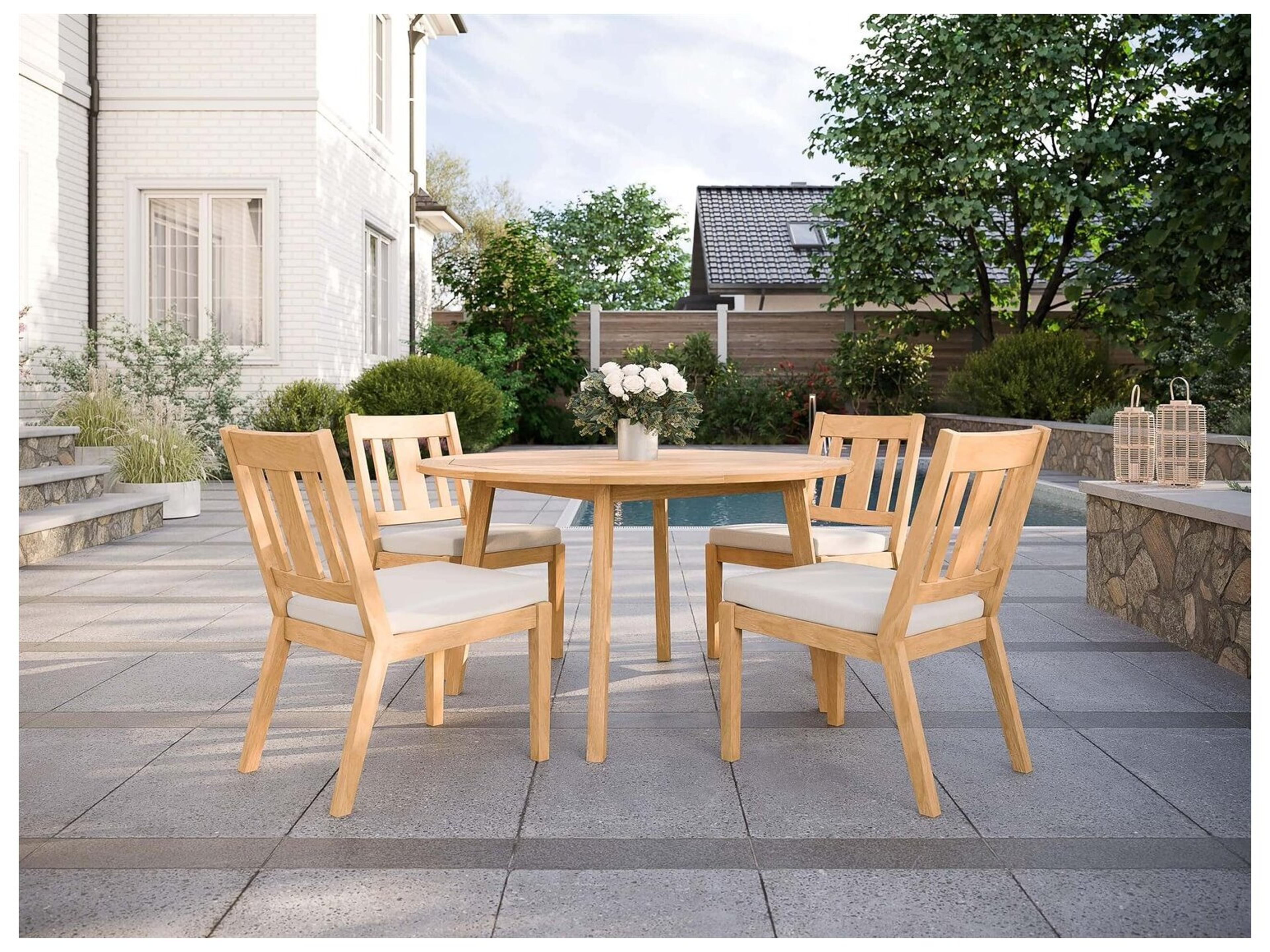 Jensen Outdoor Foundations Teak 52" Round Dining Table