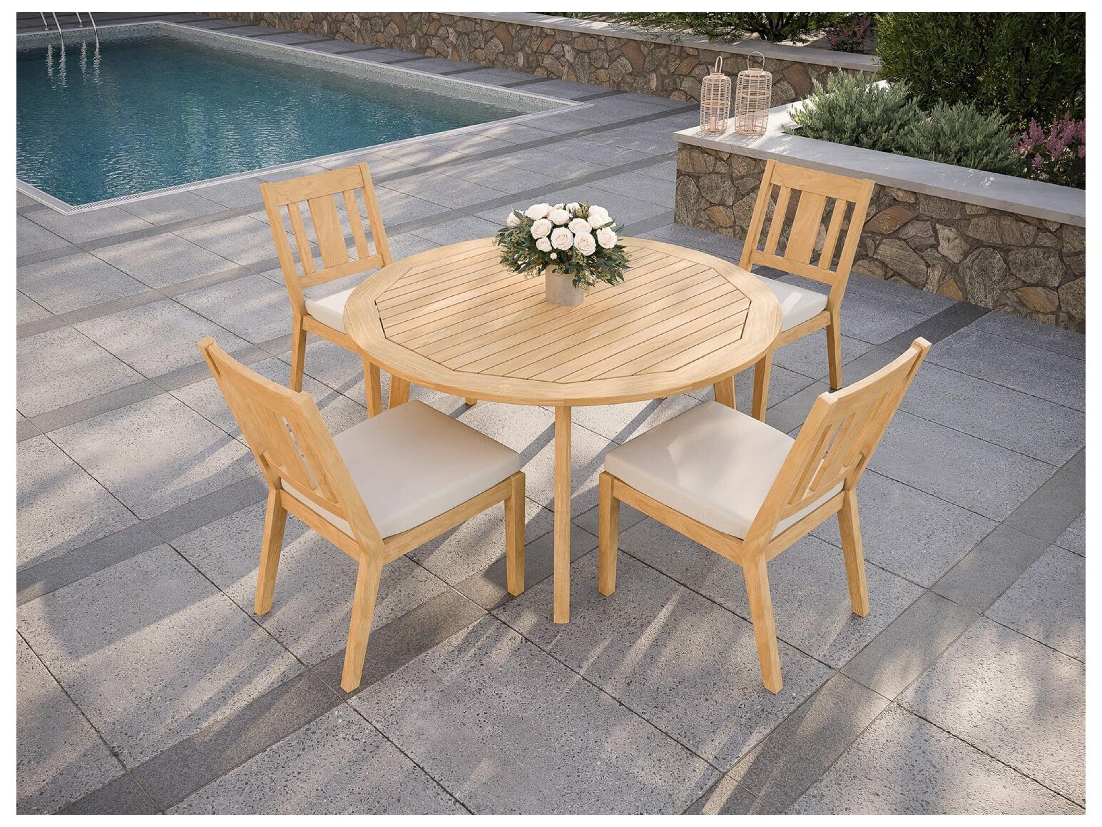 Jensen Outdoor Foundations Teak 52" Round Dining Table