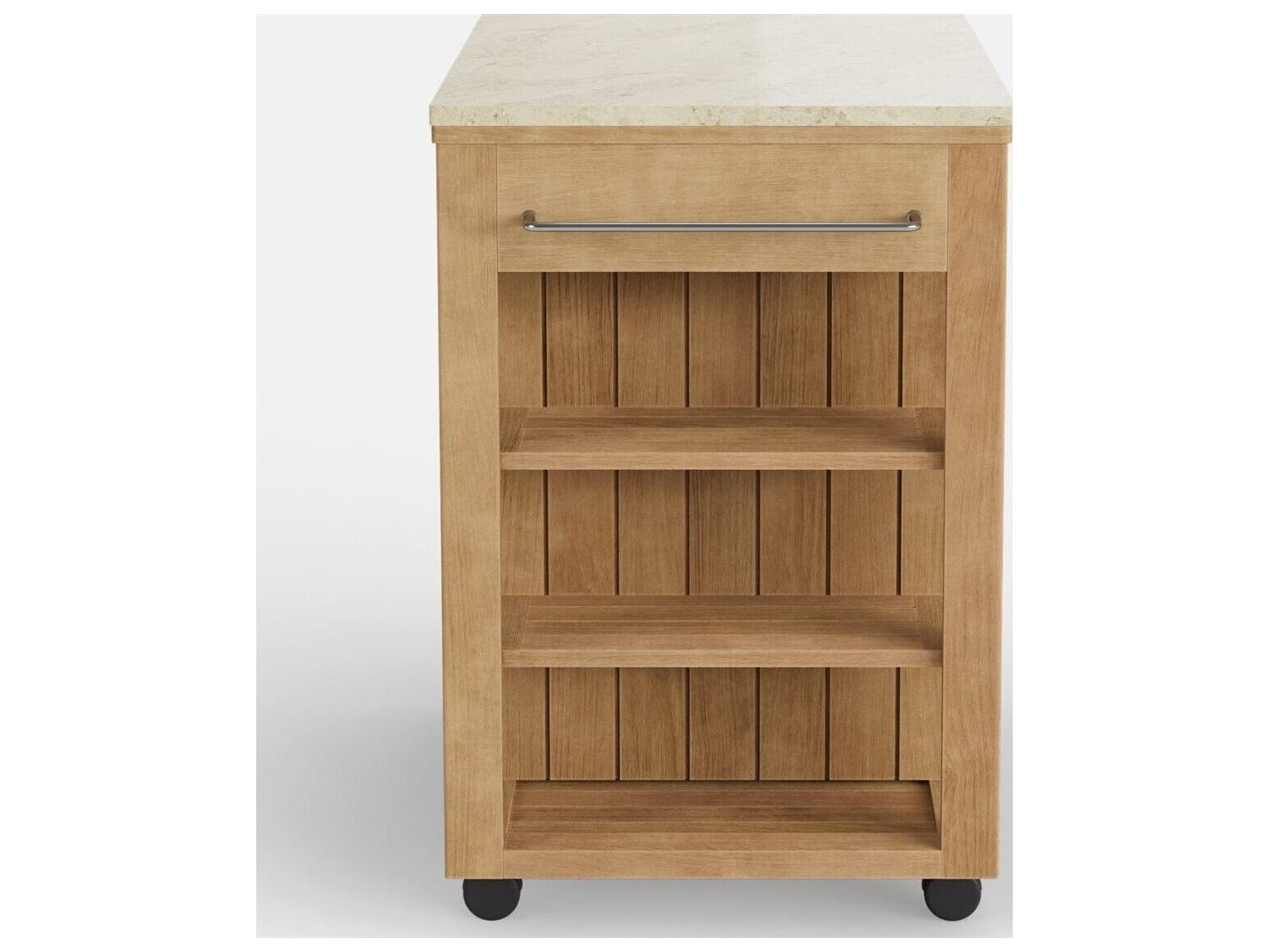 Jensen Outdoor Foundations Sage Teak Serving Buffet with Quartz Top/ Silica