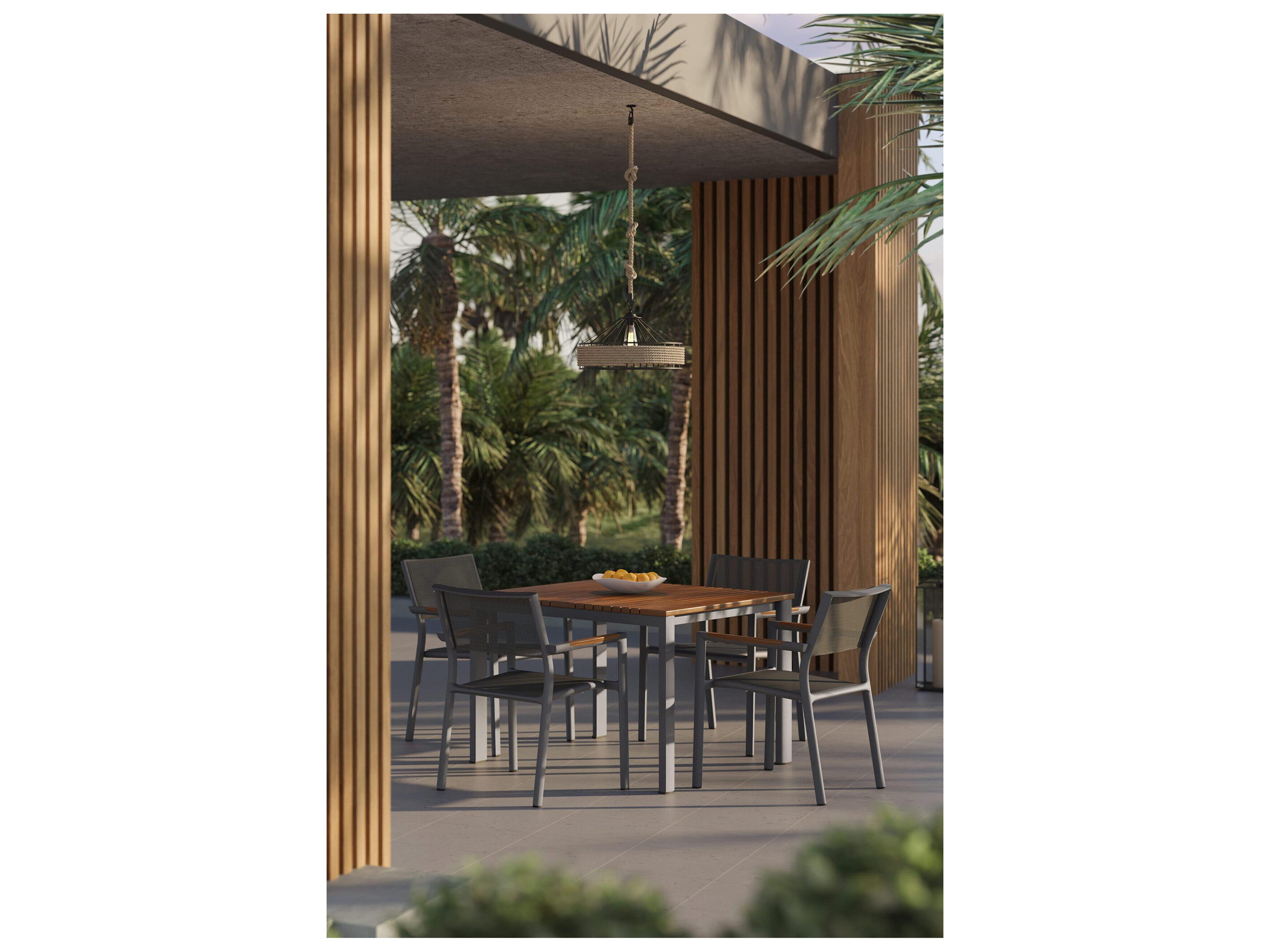 Jensen Outdoor Furniture Foundations IPE Aluminum Mesa 40" Square Dining Table with LPE Top/ Slate